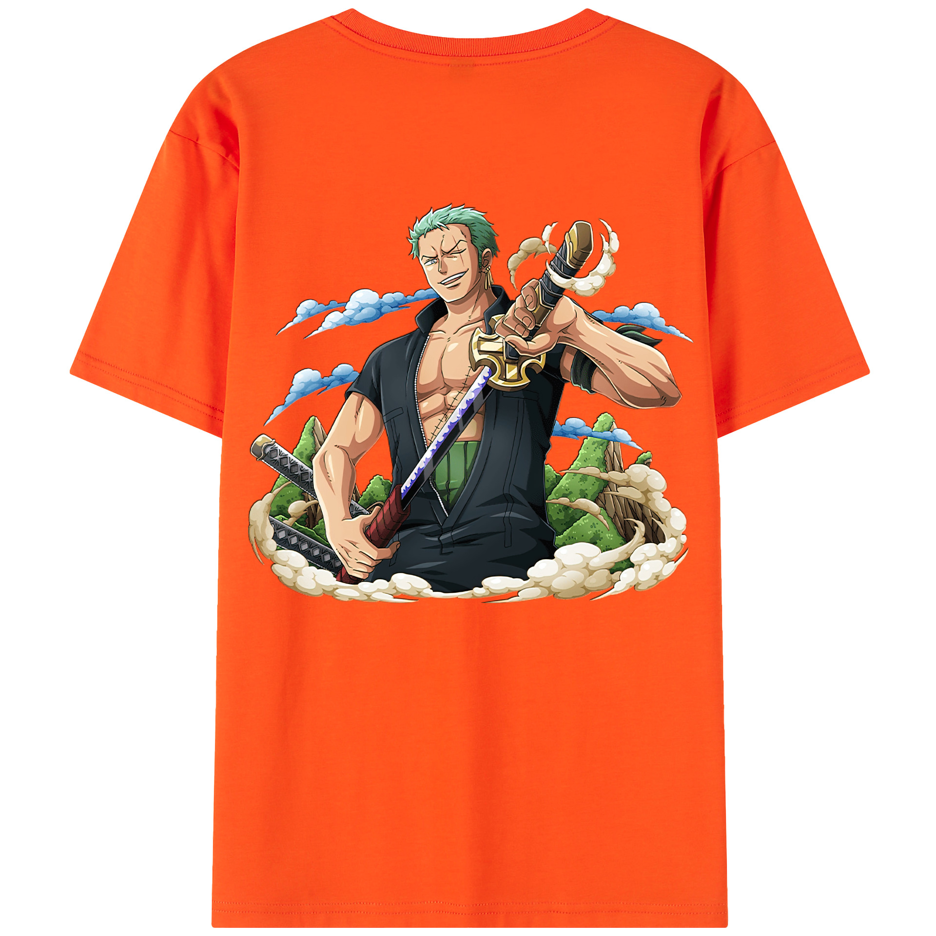ワンピース ロロノア・ゾロ ONE PIECE Roronoa Zoro 綿100％半袖Tシャツ（背面プリント）