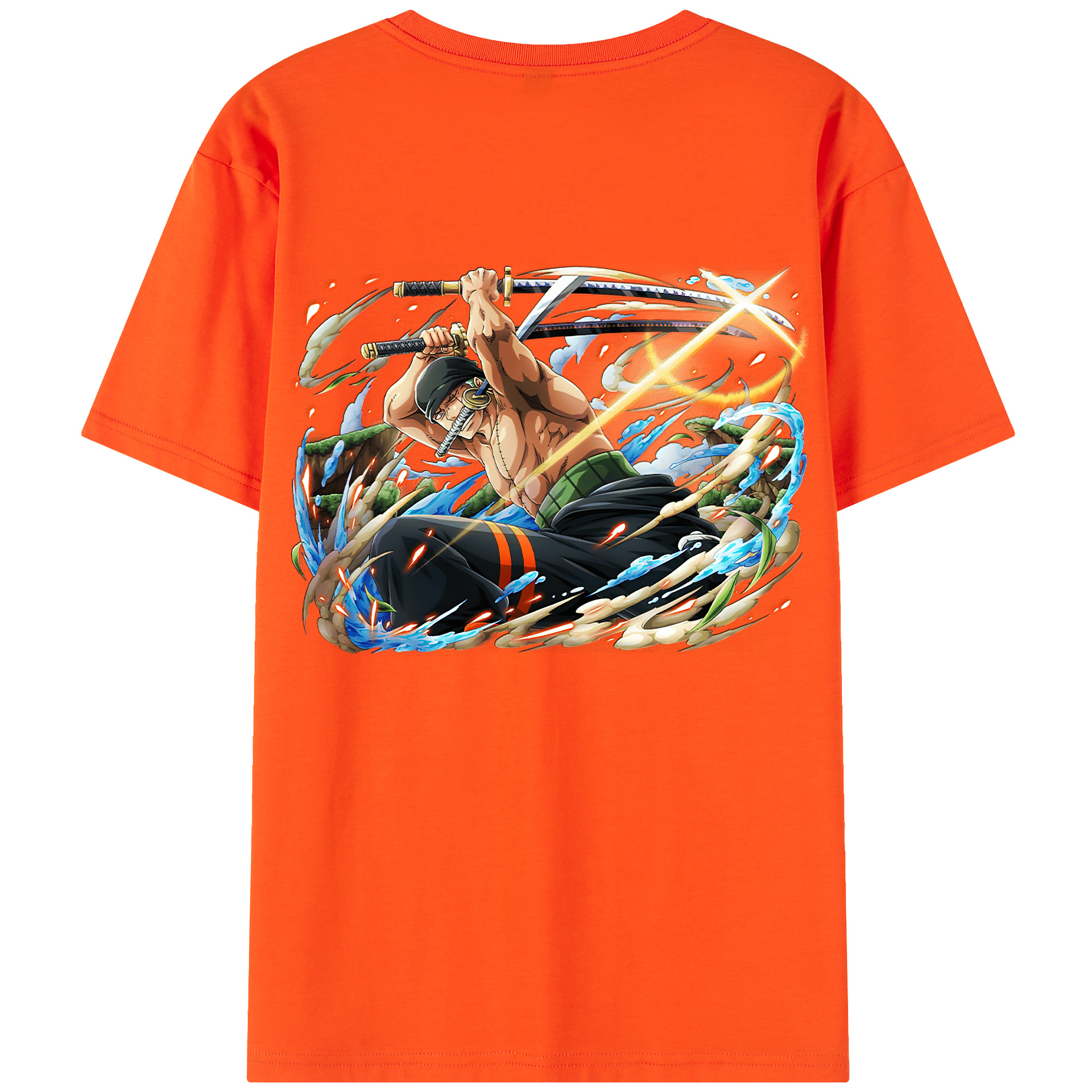 ワンピース ロロノア・ゾロ ONE PIECE Roronoa Zoro 綿100％半袖Tシャツ（背面プリント）