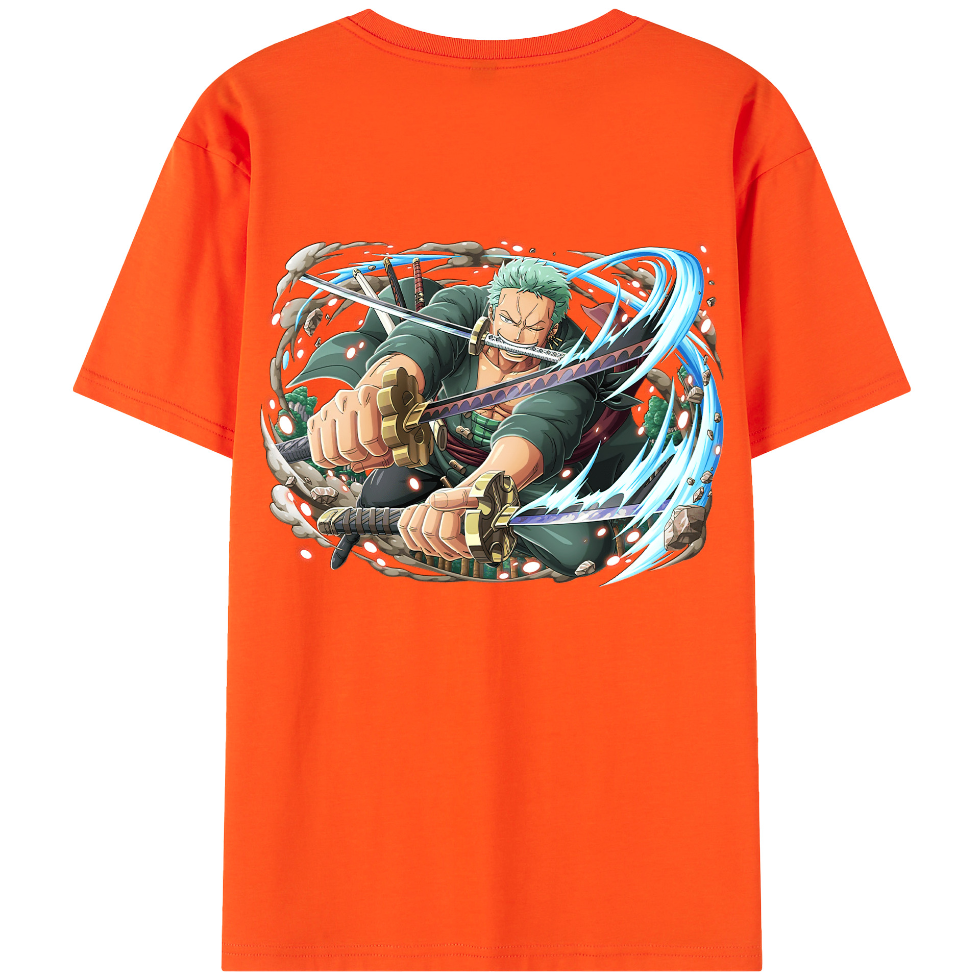 ワンピース ロロノア・ゾロ ONE PIECE Roronoa Zoro 綿100％半袖Tシャツ（背面プリント）