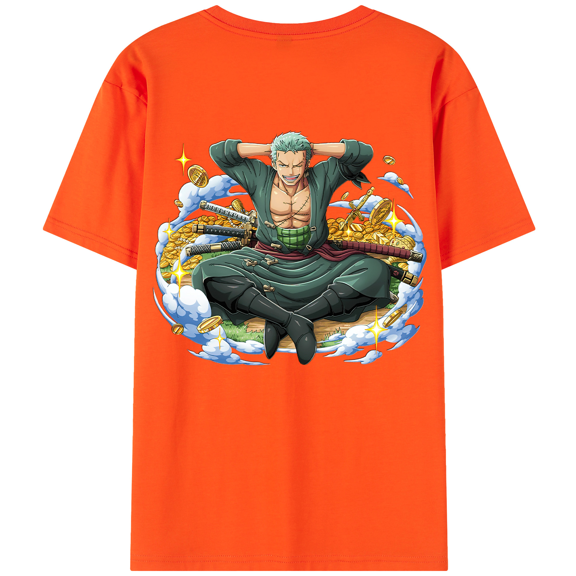 ワンピース ロロノア・ゾロ ONE PIECE Roronoa Zoro 綿100％半袖Tシャツ（背面プリント）
