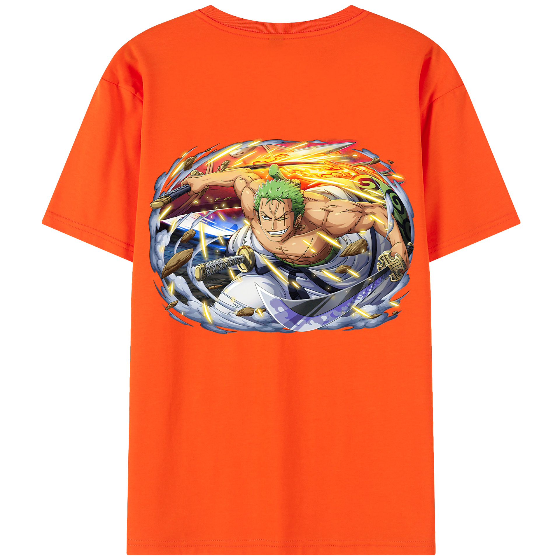 ワンピース ロロノア・ゾロ ONE PIECE Roronoa Zoro 綿100％半袖Tシャツ（背面プリント）
