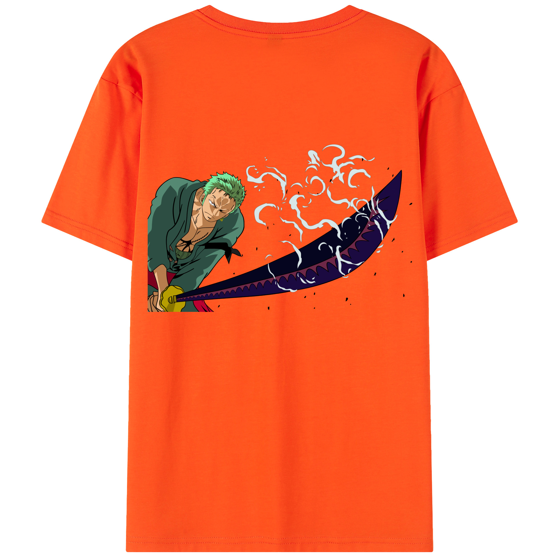 ワンピース ロロノア・ゾロ ONE PIECE Roronoa Zoro 綿100％半袖Tシャツ（背面プリント）
