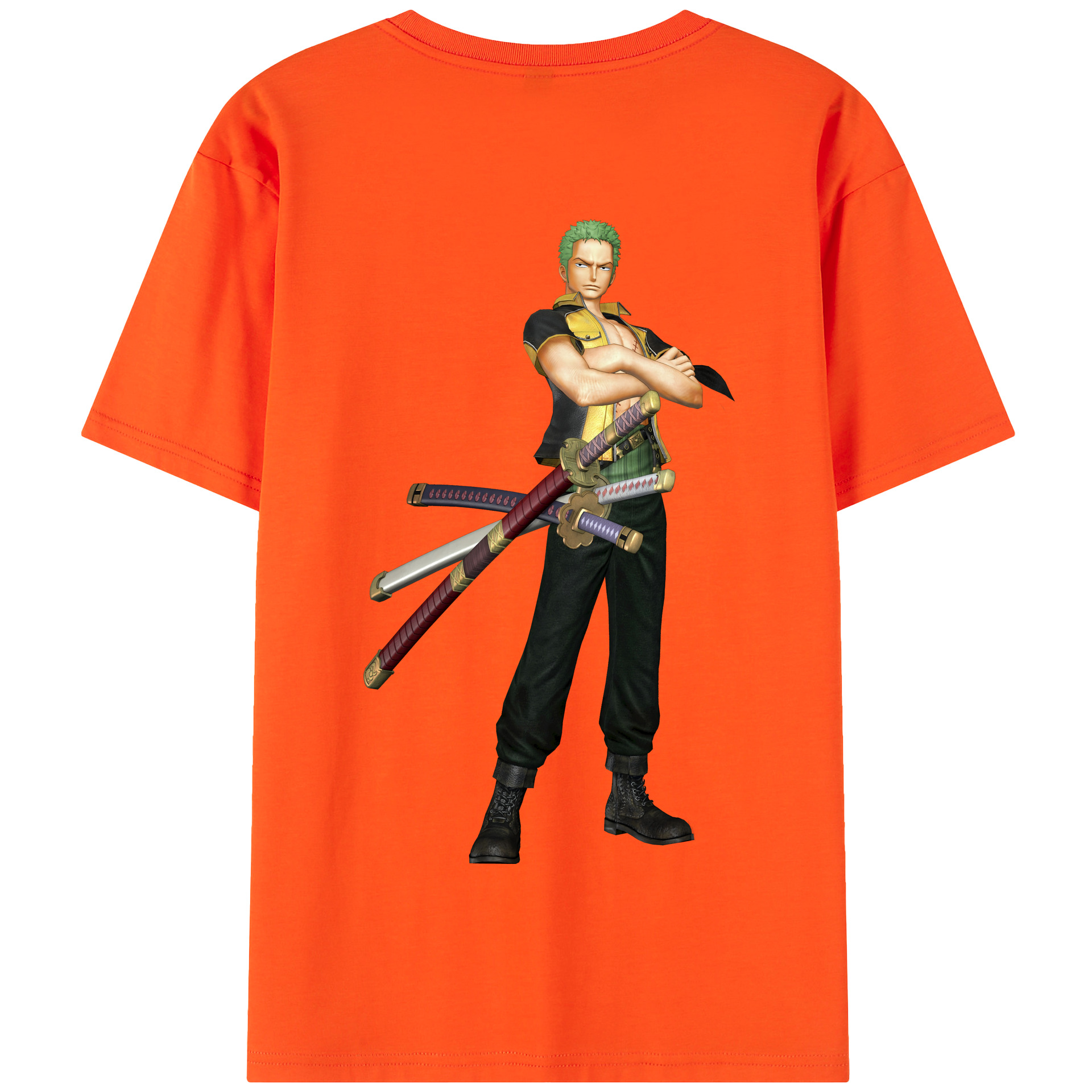 ワンピース ロロノア・ゾロ ONE PIECE Roronoa Zoro 綿100％半袖Tシャツ（背面プリント）