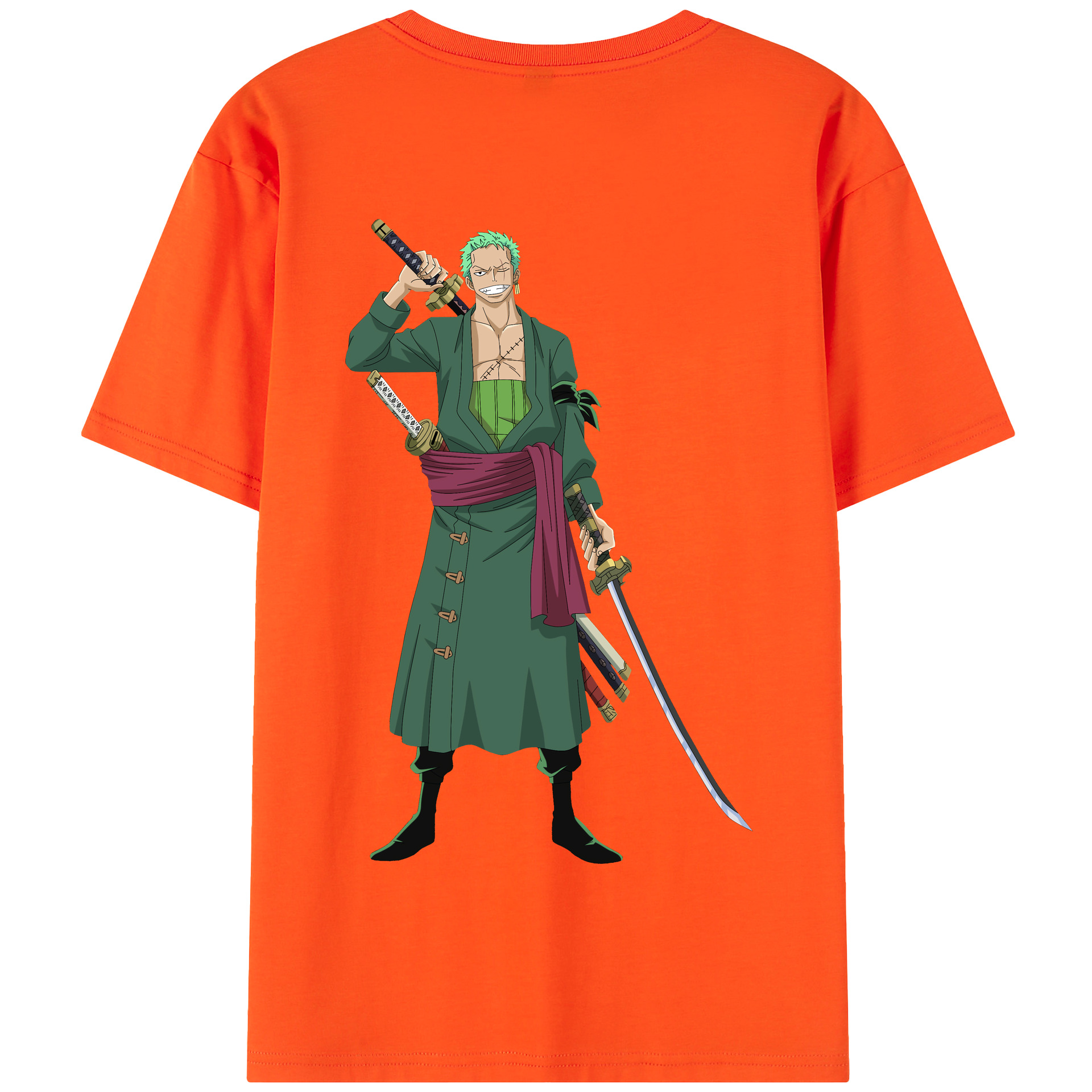 ワンピース ロロノア・ゾロ ONE PIECE Roronoa Zoro 綿100％半袖Tシャツ（背面プリント）