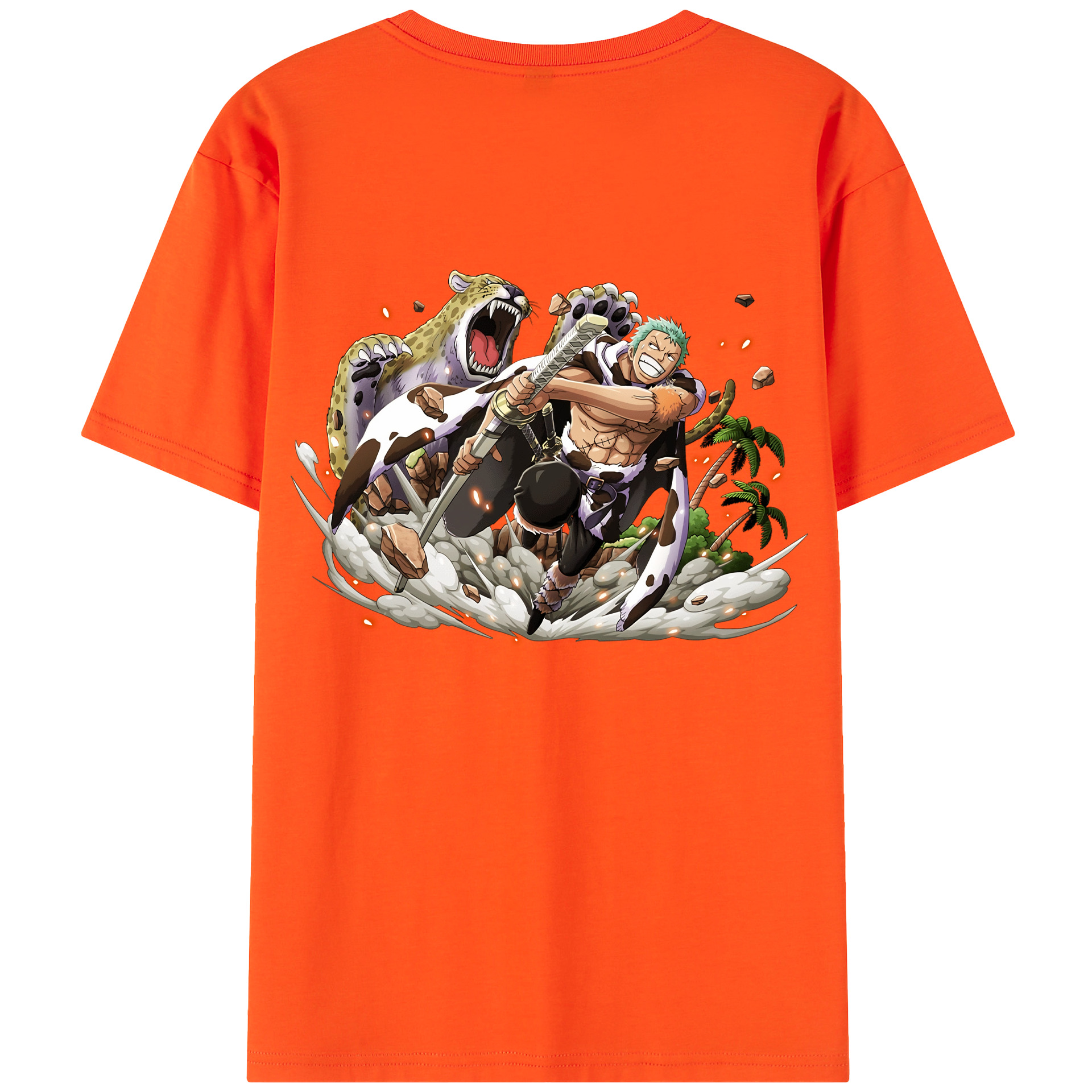 ワンピース ロロノア・ゾロ ONE PIECE Roronoa Zoro 綿100％半袖Tシャツ（背面プリント）