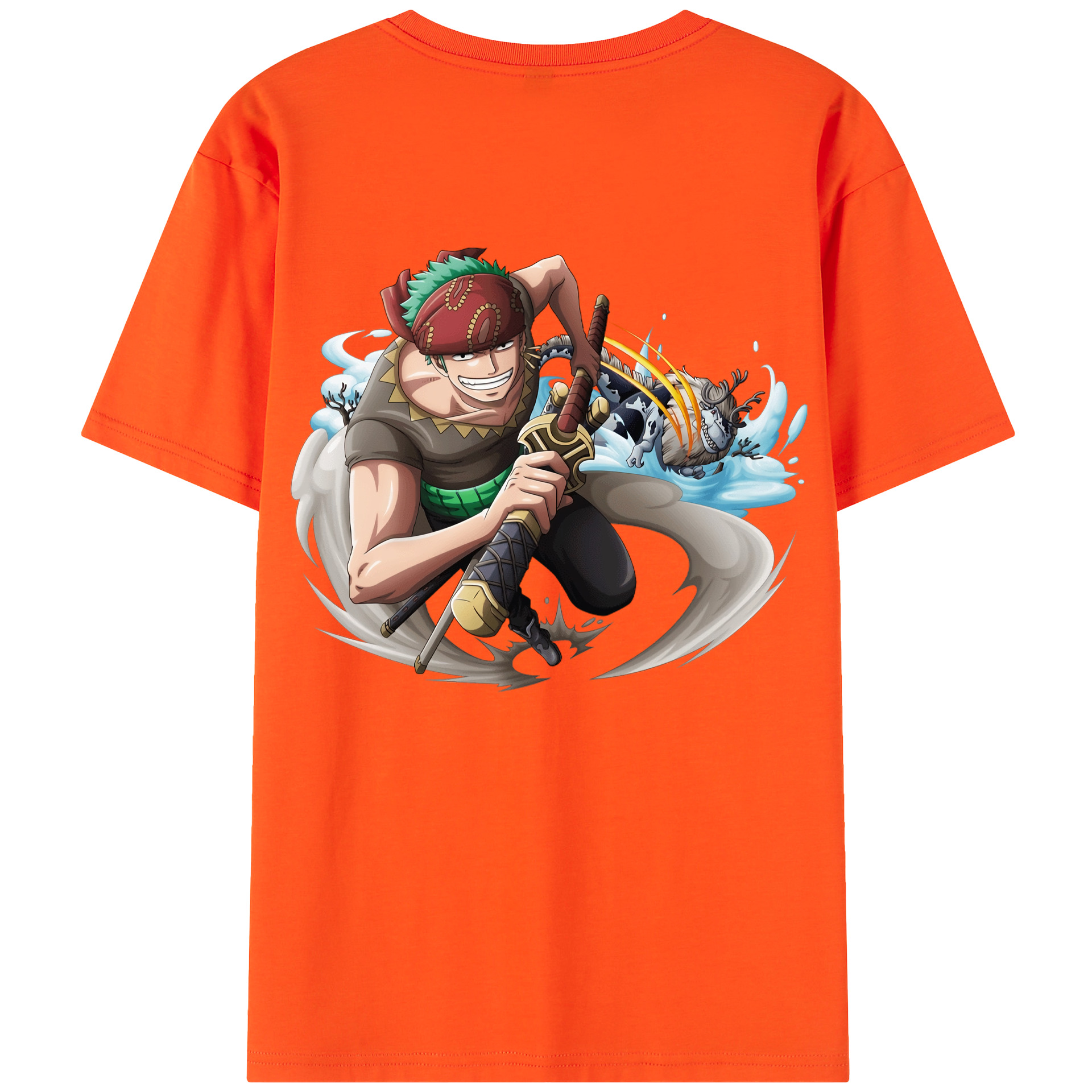 ワンピース ロロノア・ゾロ ONE PIECE Roronoa Zoro 綿100％半袖Tシャツ（背面プリント）