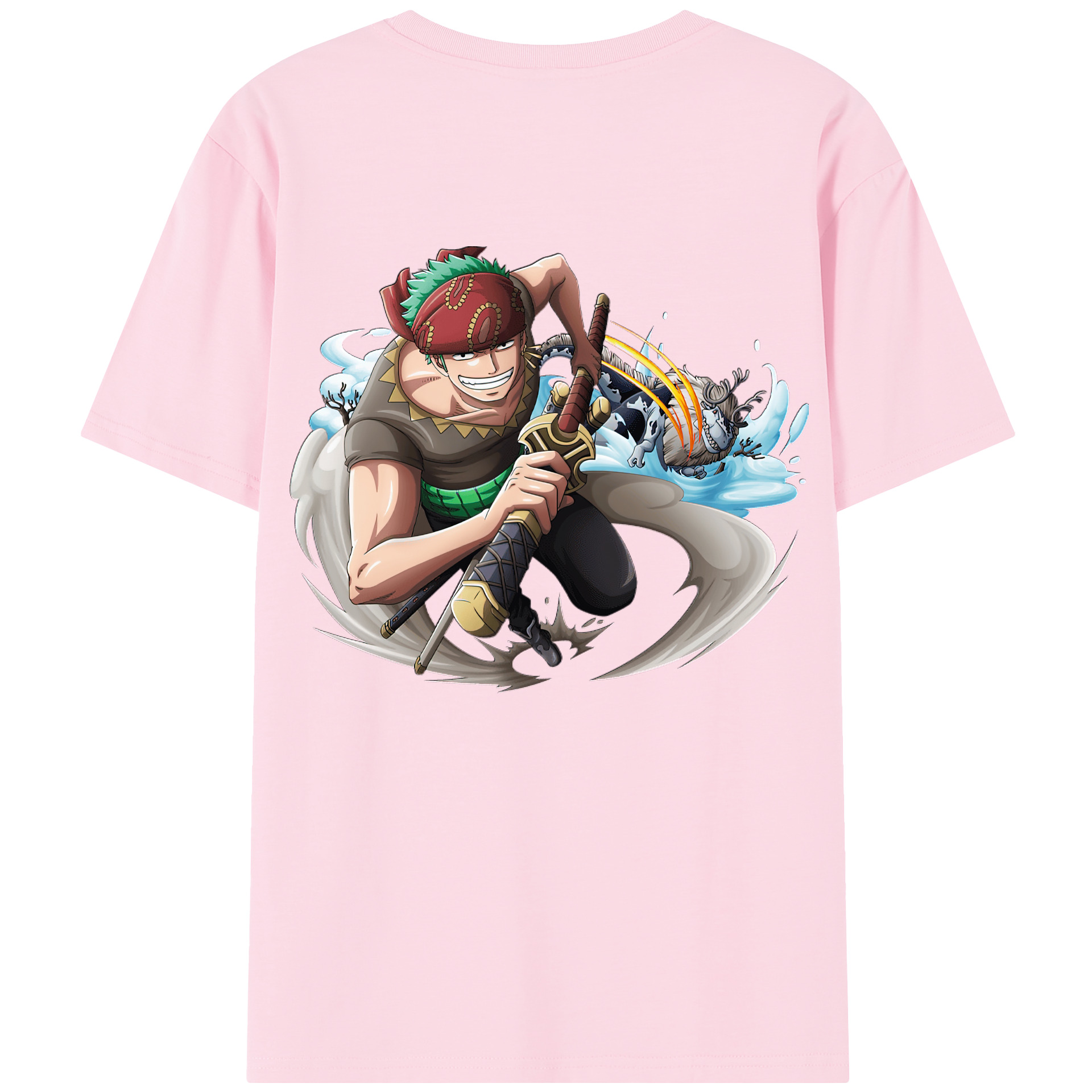 ワンピース ロロノア・ゾロ ONE PIECE Roronoa Zoro 綿100％半袖Tシャツ（背面プリント）