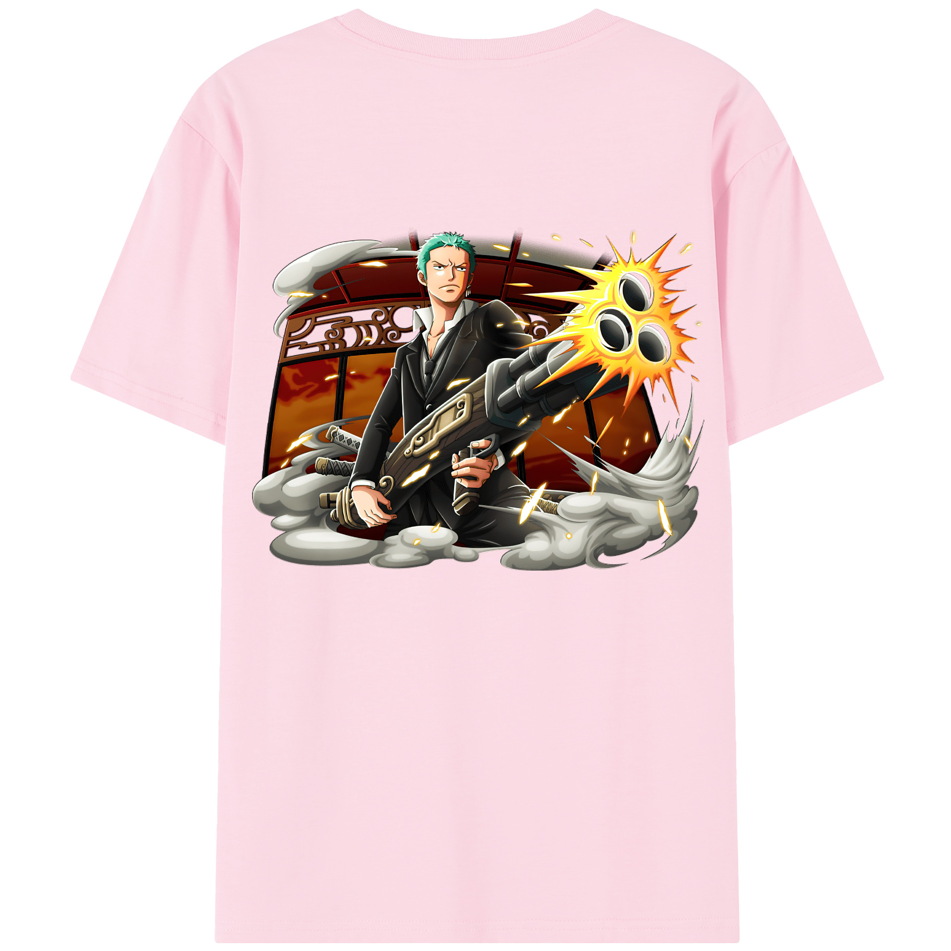 ワンピース ロロノア・ゾロ ONE PIECE Roronoa Zoro 綿100％半袖Tシャツ（背面プリント）