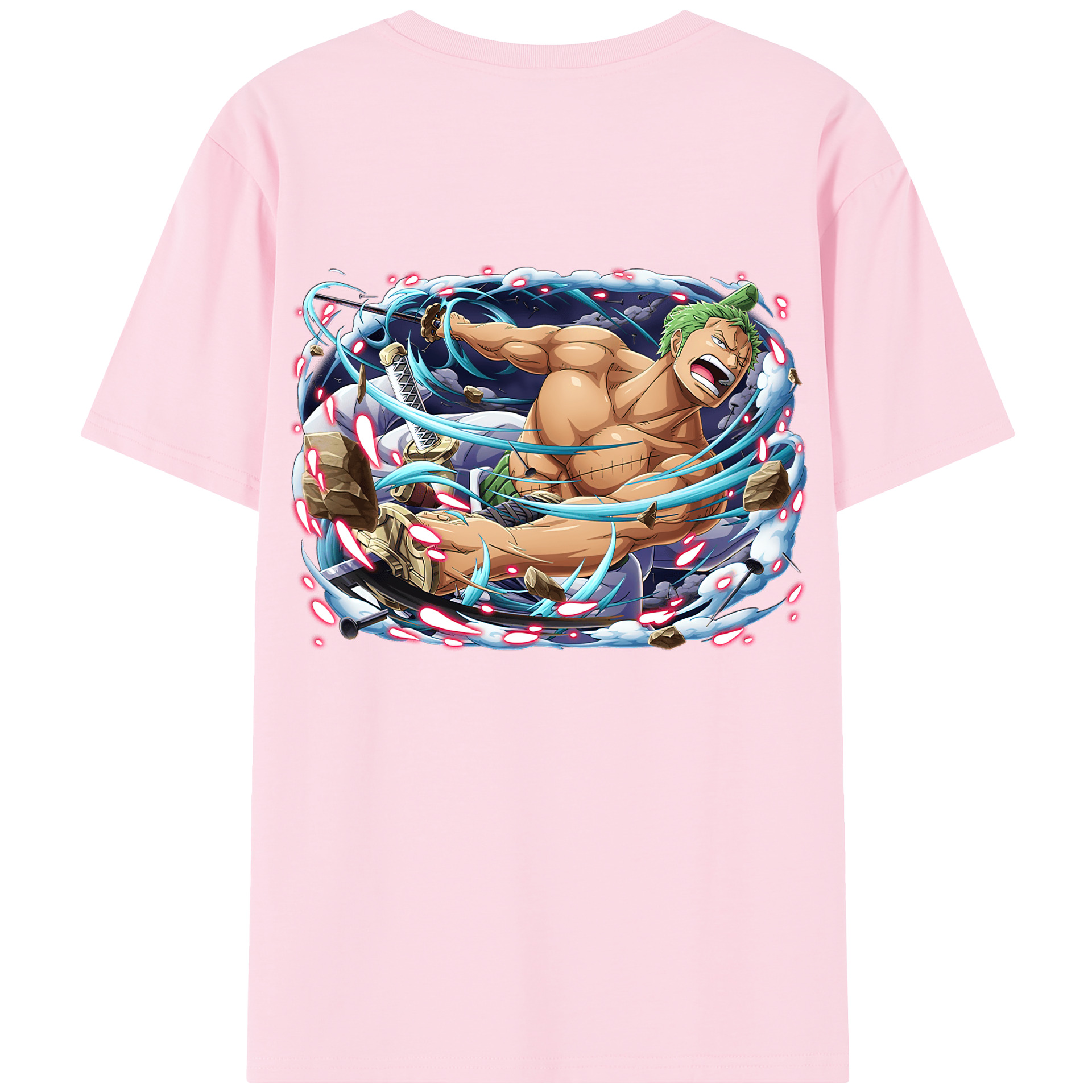 ワンピース ロロノア・ゾロ ONE PIECE Roronoa Zoro 綿100％半袖Tシャツ（背面プリント）