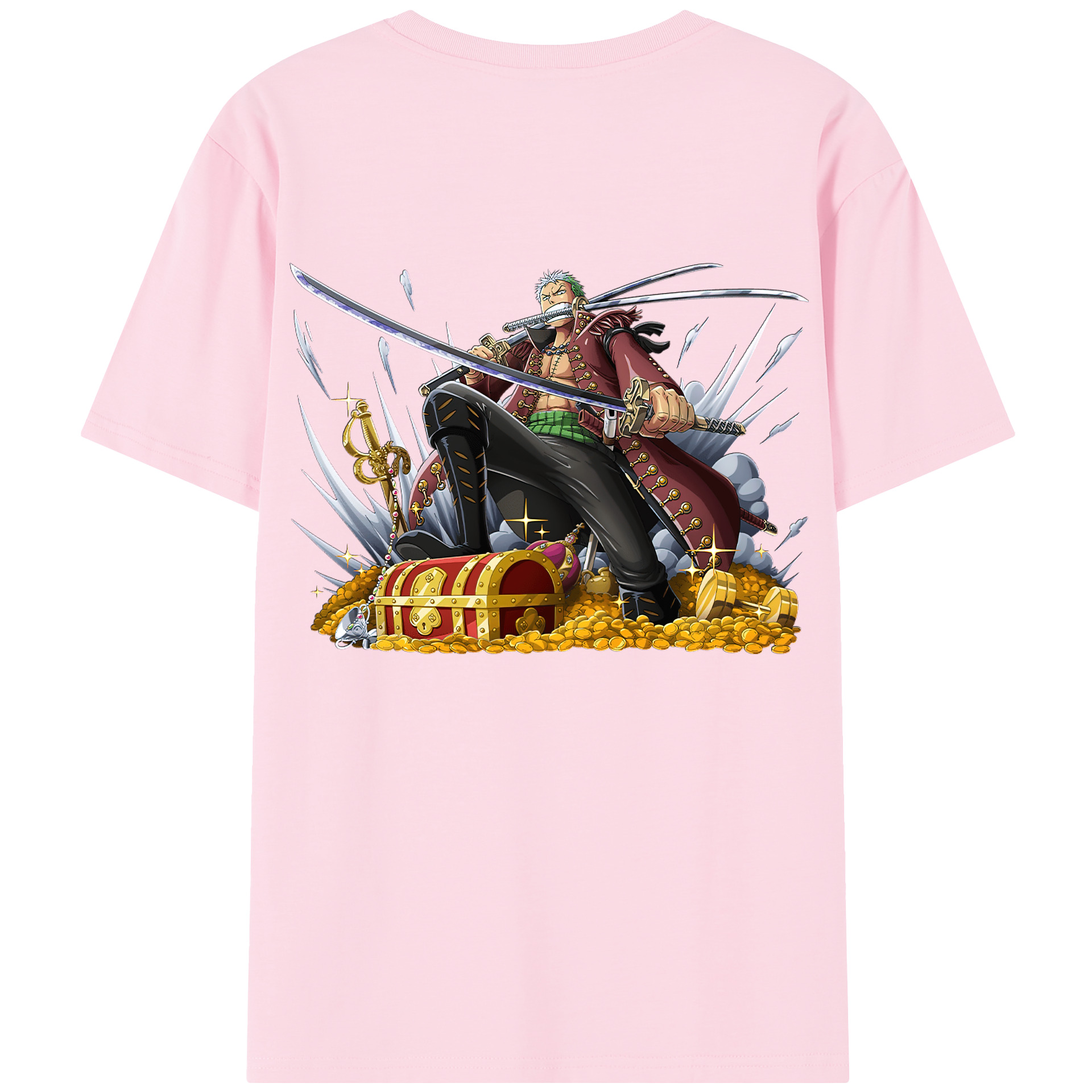 ワンピース ロロノア・ゾロ ONE PIECE Roronoa Zoro 綿100％半袖Tシャツ（背面プリント）