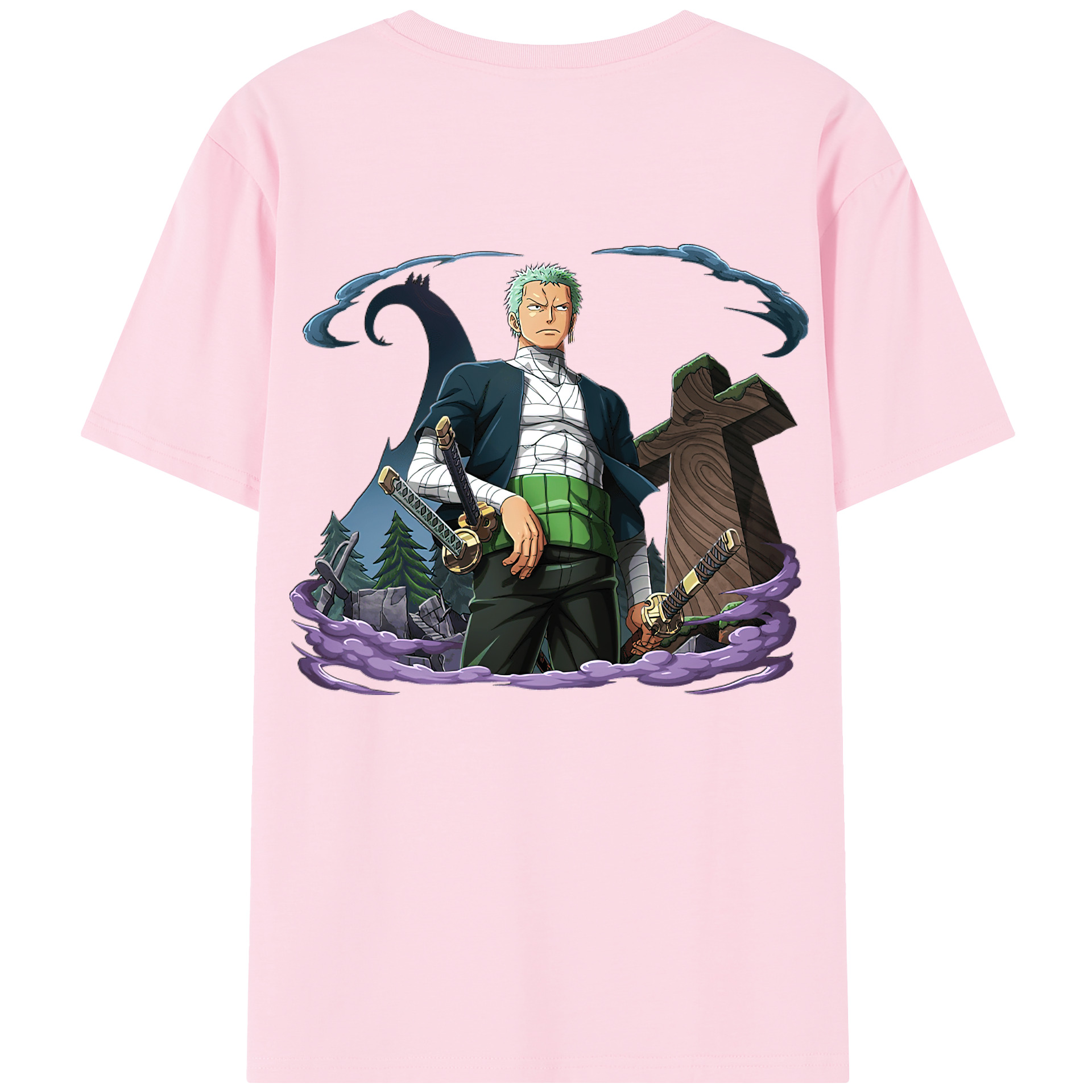 ワンピース ロロノア・ゾロ ONE PIECE Roronoa Zoro 綿100％半袖Tシャツ（背面プリント）
