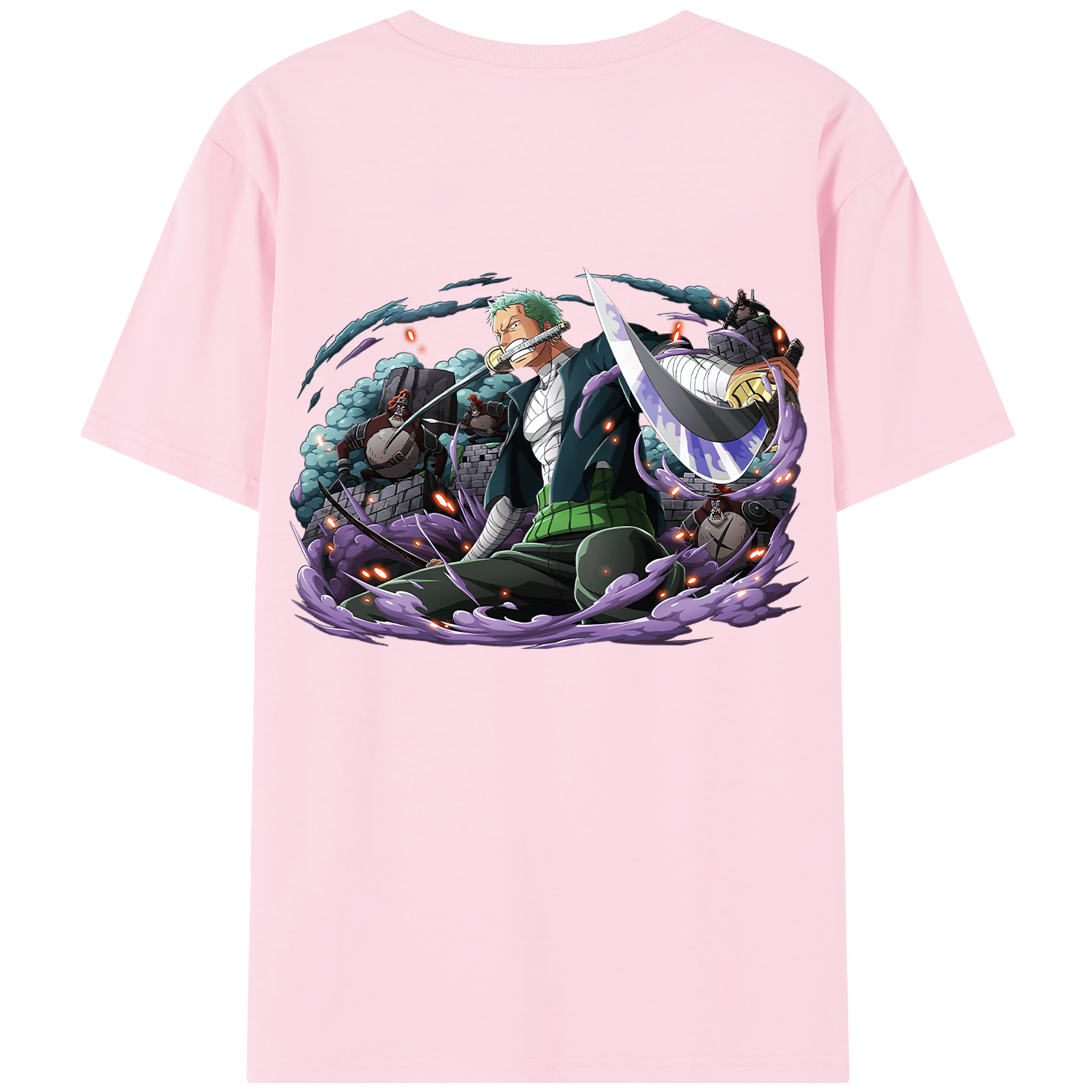 ワンピース ロロノア・ゾロ ONE PIECE Roronoa Zoro 綿100％半袖Tシャツ（背面プリント）