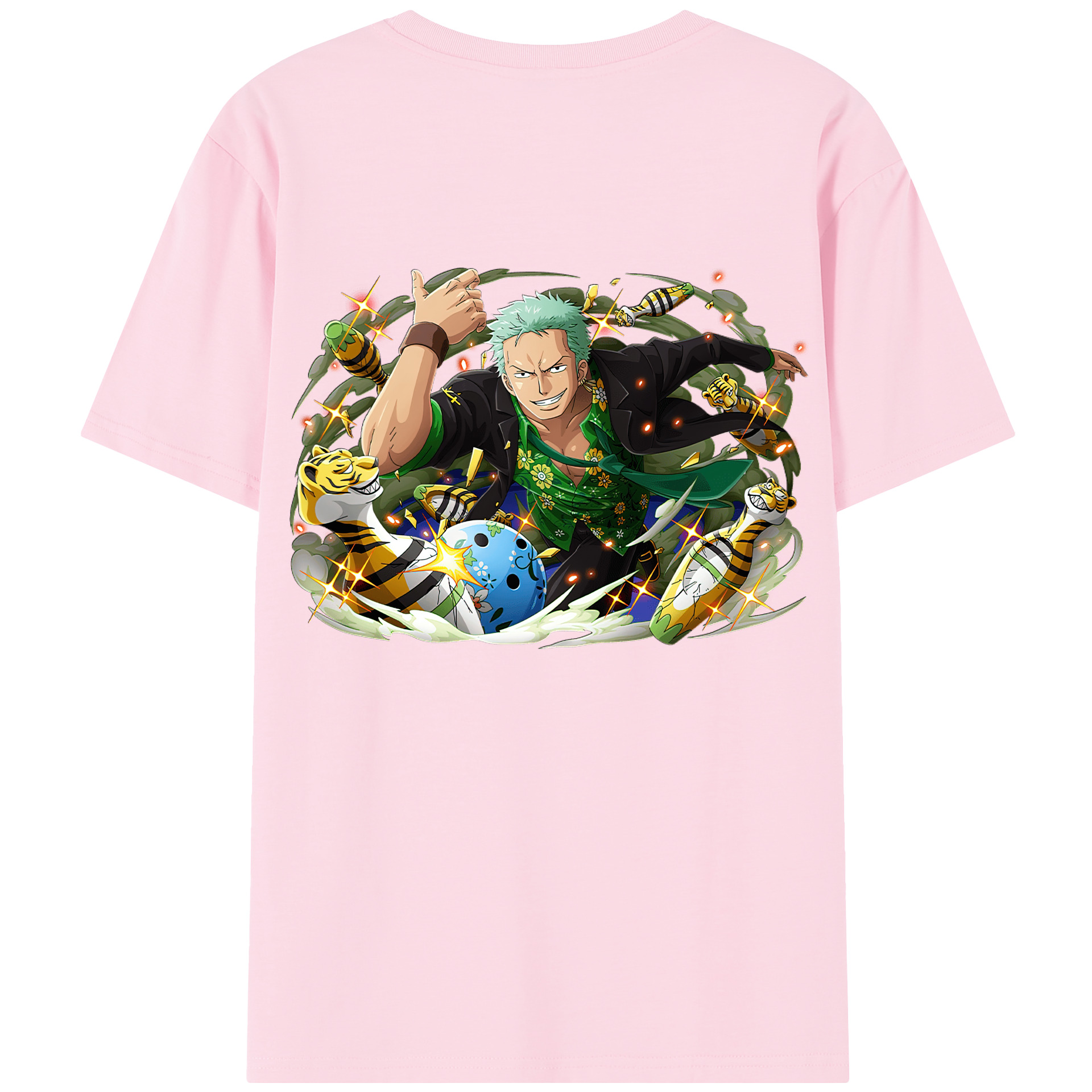ワンピース ロロノア・ゾロ ONE PIECE Roronoa Zoro 綿100％半袖Tシャツ（背面プリント）