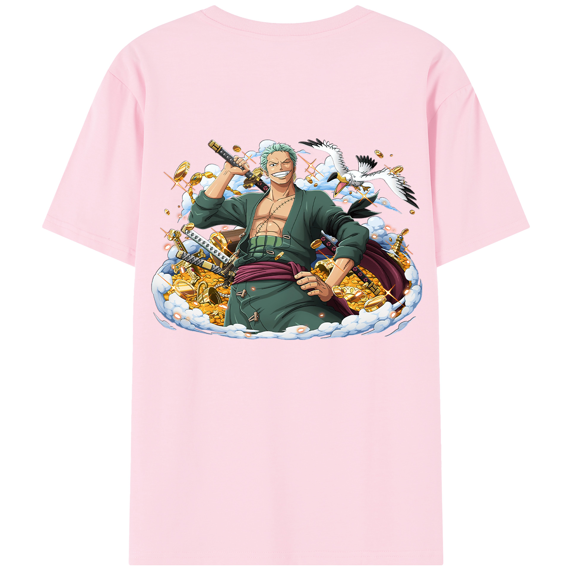 ワンピース ロロノア・ゾロ ONE PIECE Roronoa Zoro 綿100％半袖Tシャツ（背面プリント）