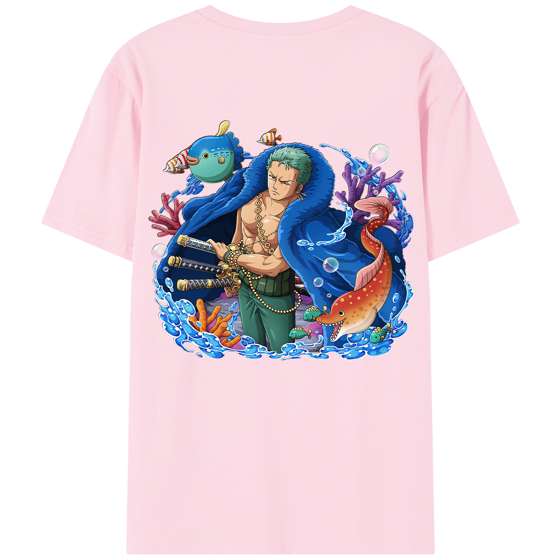 （画像用） ワンピース ロロノア・ゾロ ONE PIECE Roronoa Zoro 綿100％半袖Tシャツ（背面プリント）