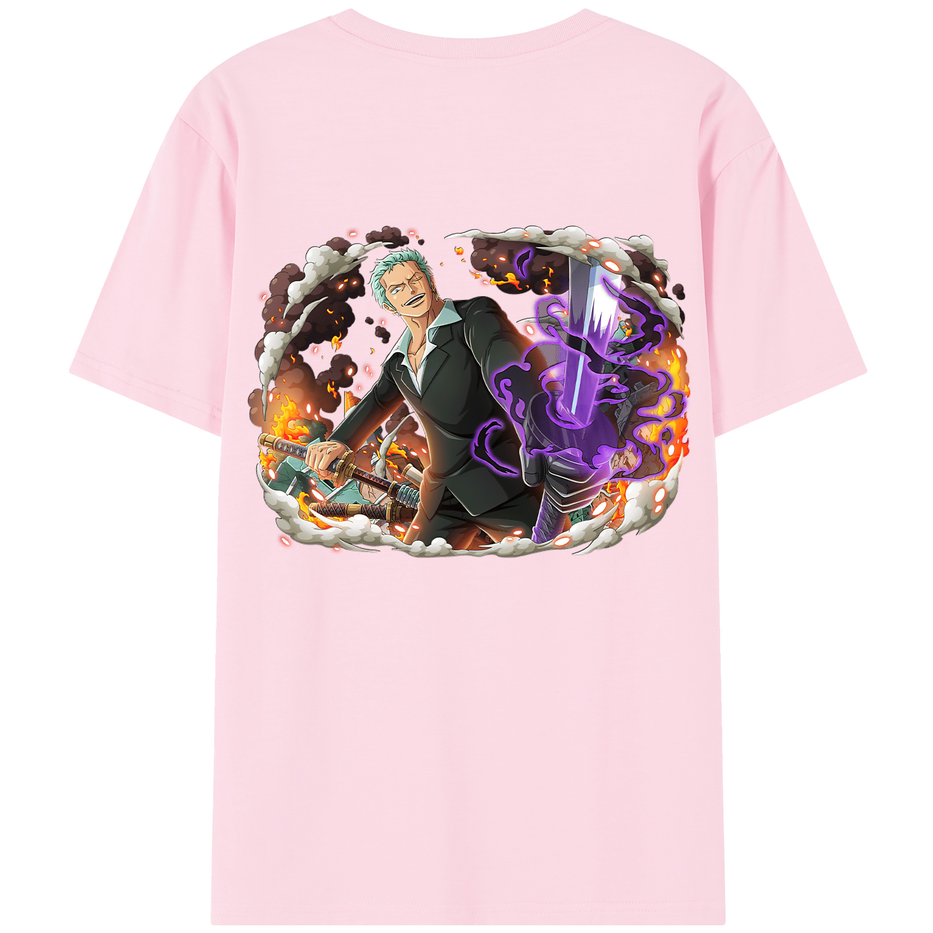 ワンピース ロロノア・ゾロ ONE PIECE Roronoa Zoro 綿100％半袖Tシャツ（背面プリント）