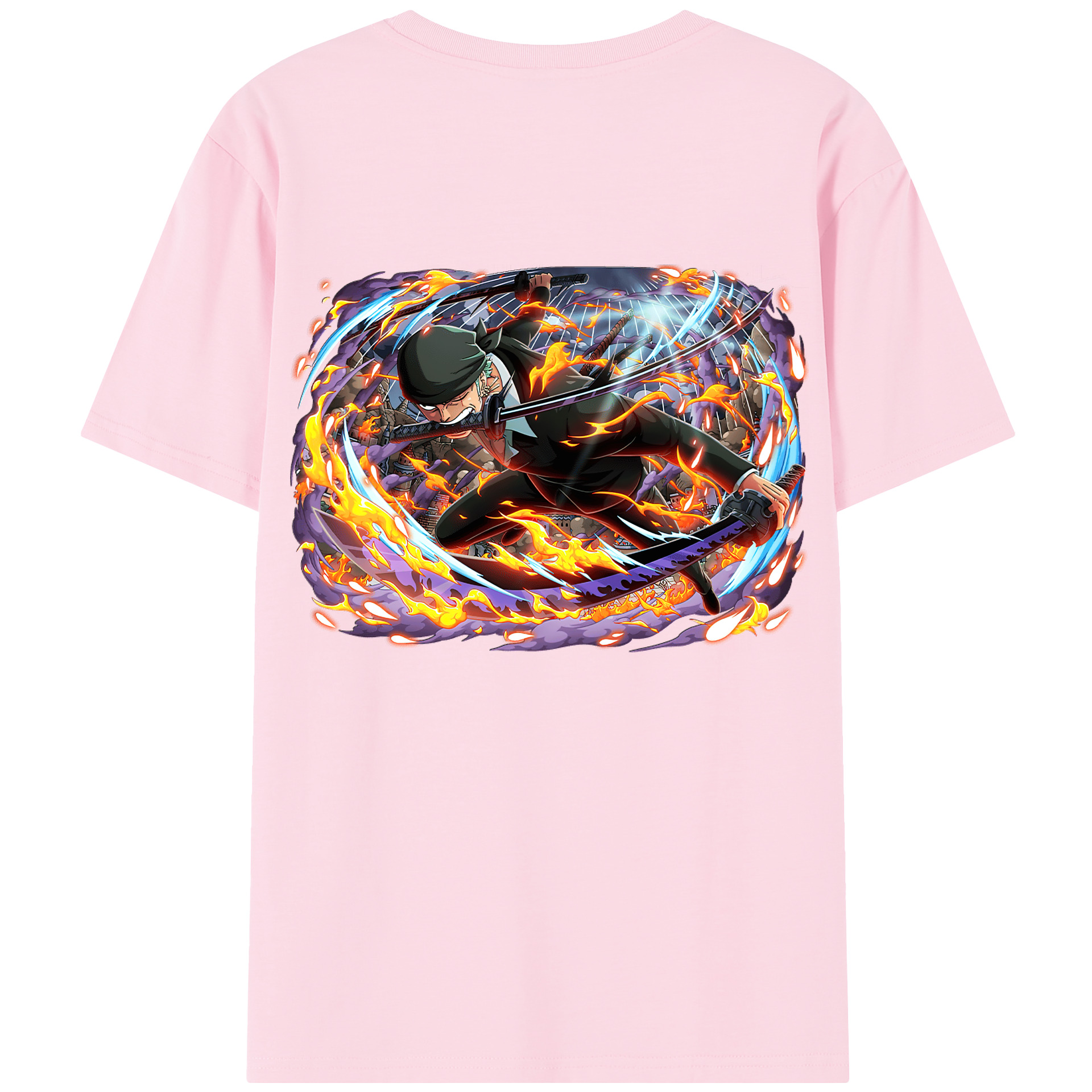 ワンピース ロロノア・ゾロ ONE PIECE Roronoa Zoro 綿100％半袖Tシャツ（背面プリント）