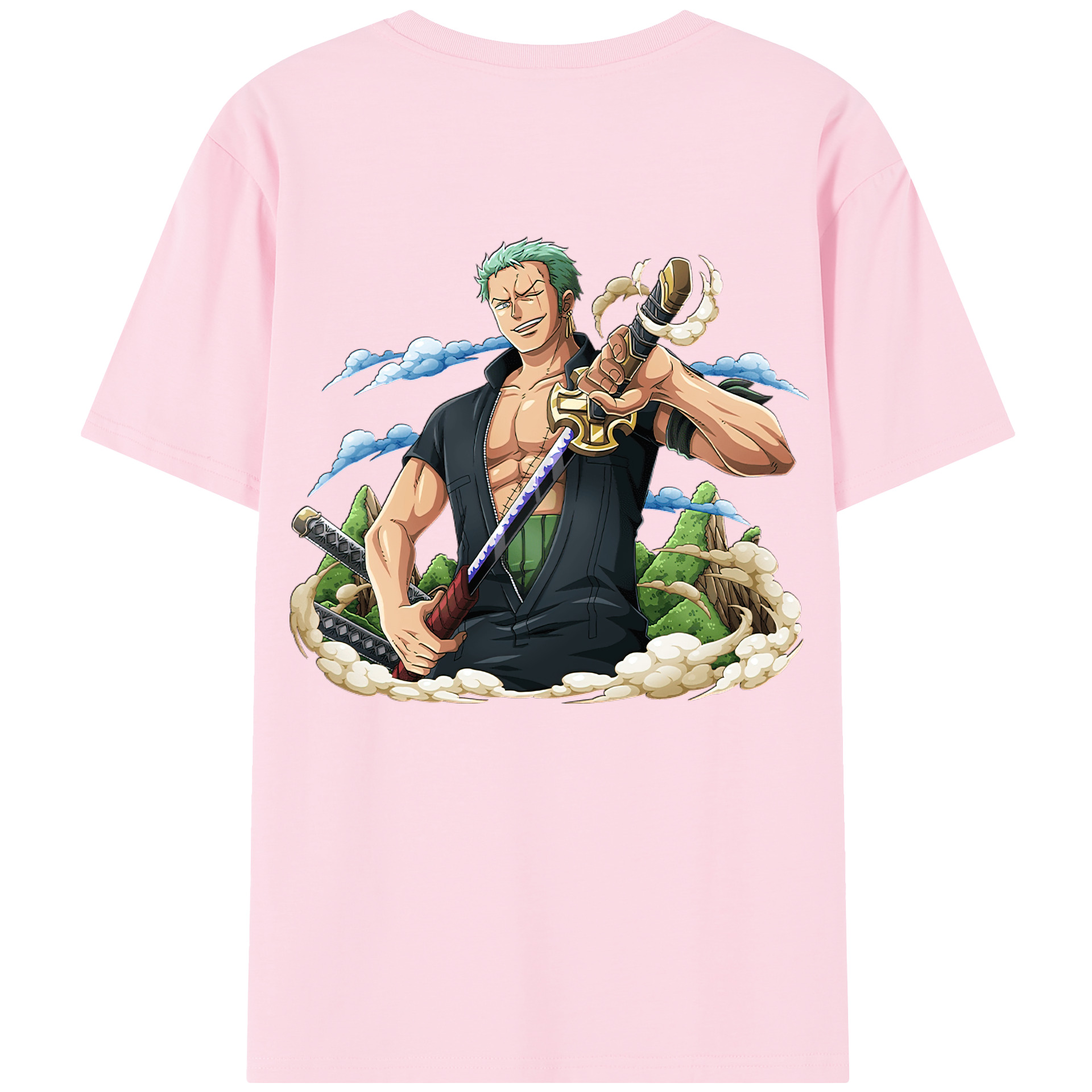 ワンピース ロロノア・ゾロ ONE PIECE Roronoa Zoro 綿100％半袖Tシャツ（背面プリント）