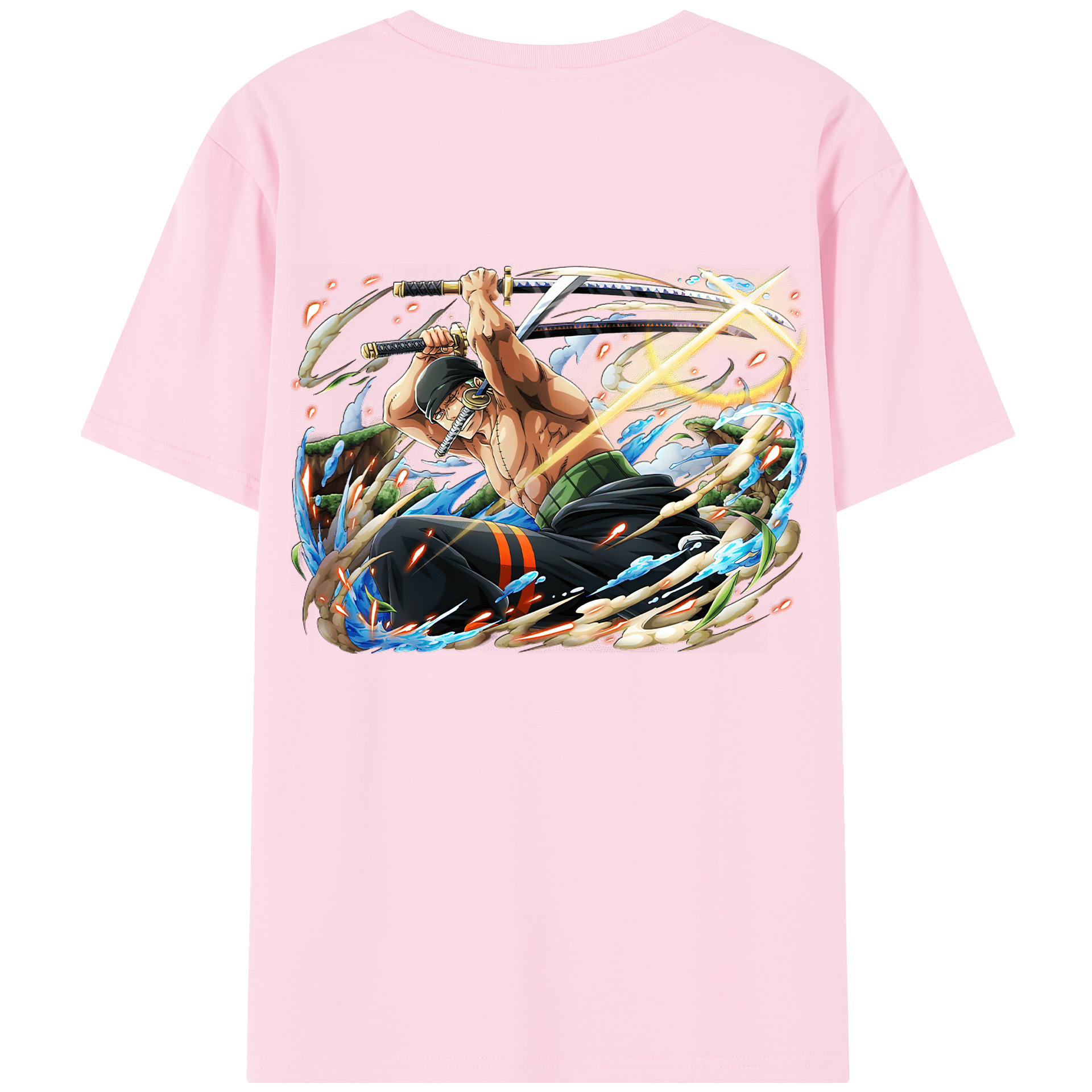 ワンピース ロロノア・ゾロ ONE PIECE Roronoa Zoro 綿100％半袖Tシャツ（背面プリント）