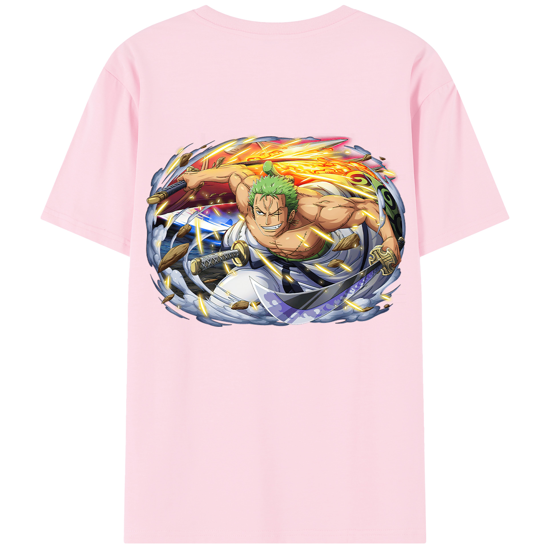 ワンピース ロロノア・ゾロ ONE PIECE Roronoa Zoro 綿100％半袖Tシャツ（背面プリント）
