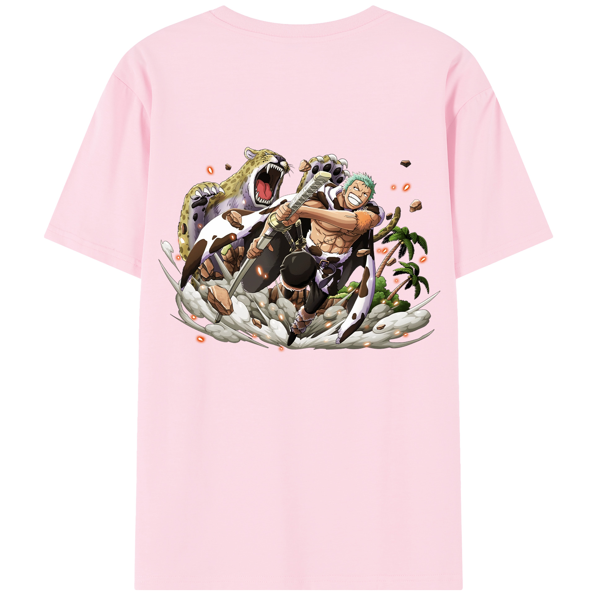 ワンピース ロロノア・ゾロ ONE PIECE Roronoa Zoro 綿100％半袖Tシャツ（背面プリント）