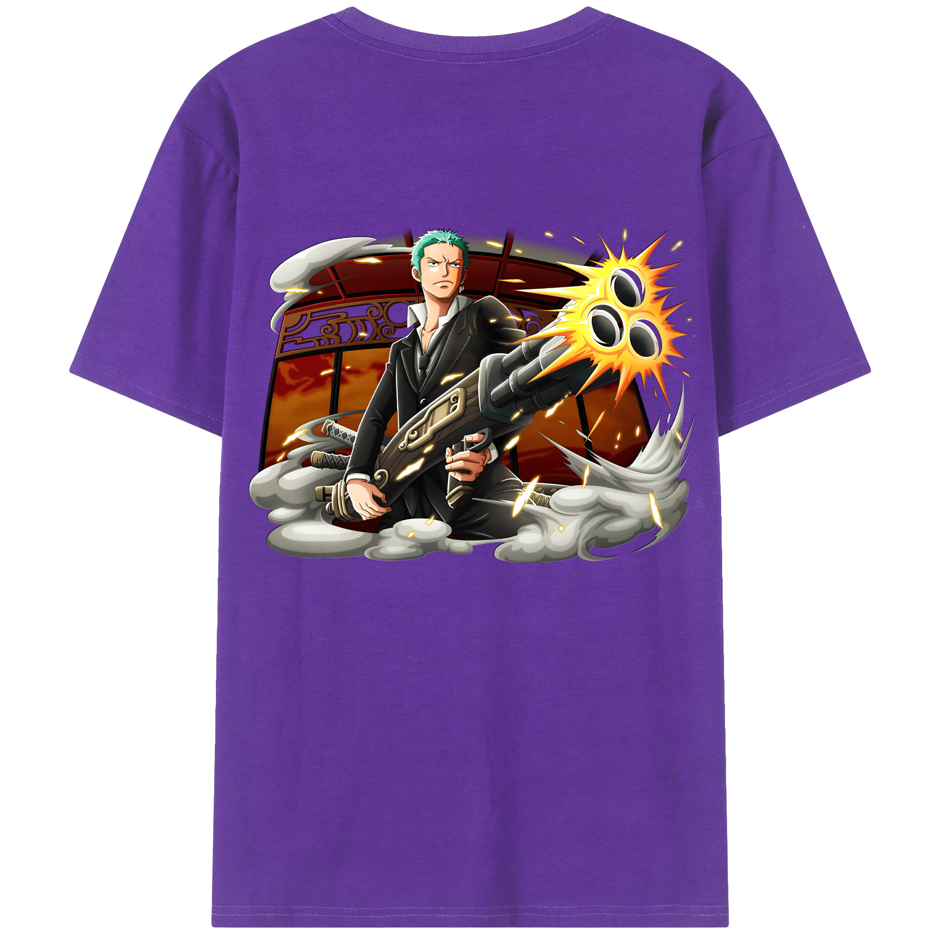 ワンピース ロロノア・ゾロ ONE PIECE Roronoa Zoro 綿100％半袖Tシャツ（背面プリント）