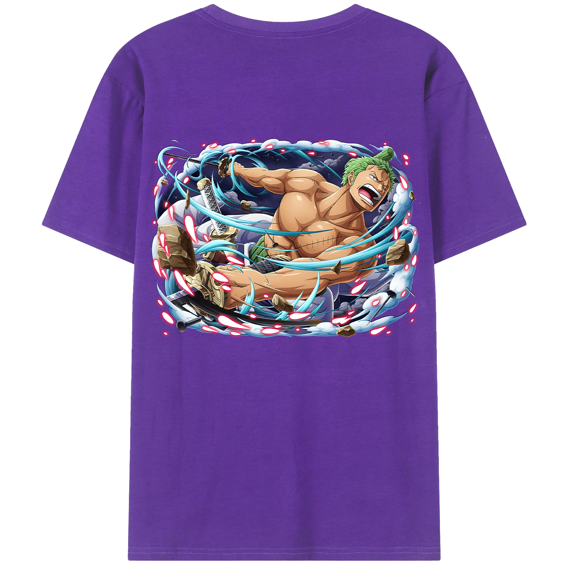 ワンピース ロロノア・ゾロ ONE PIECE Roronoa Zoro 綿100％半袖Tシャツ（背面プリント）
