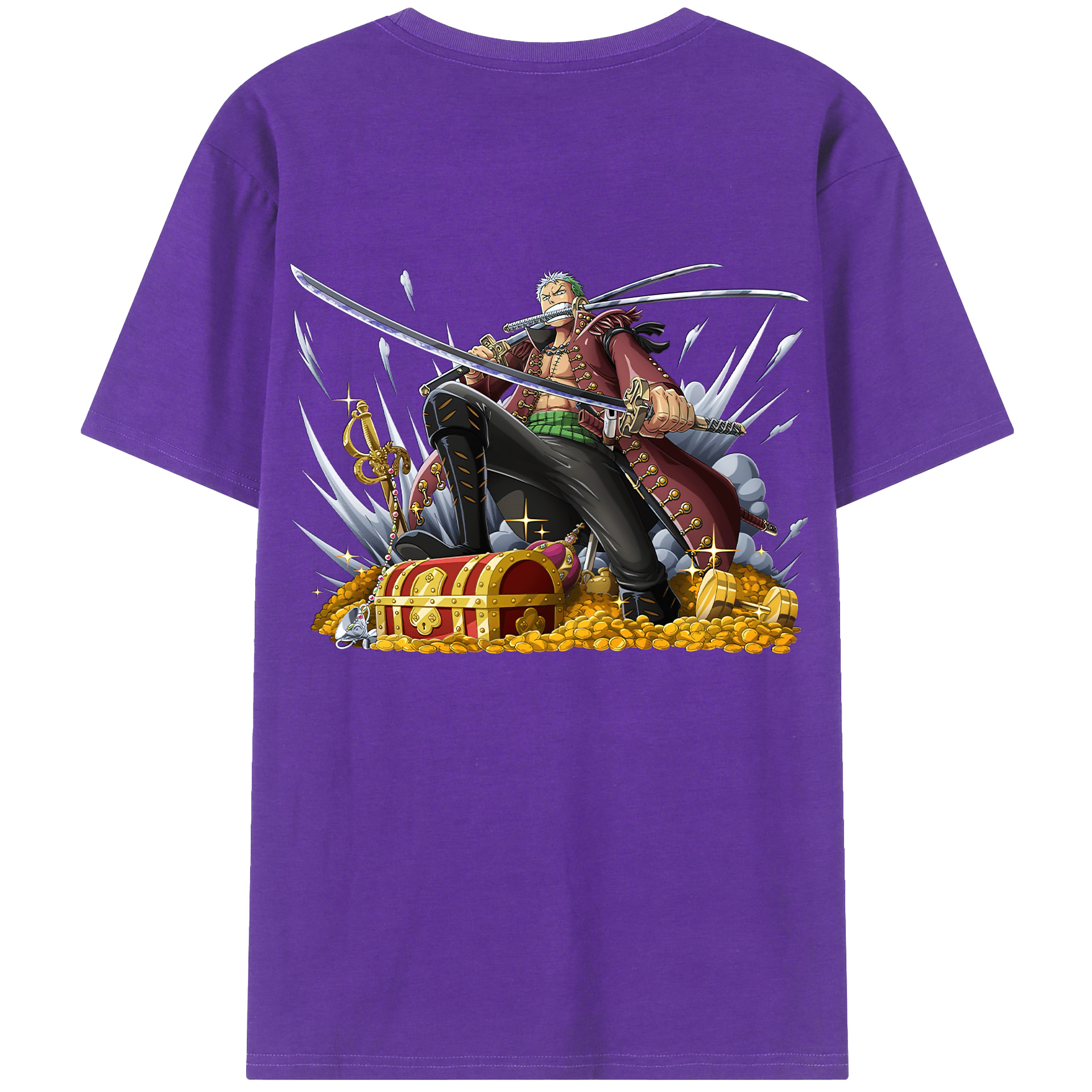ワンピース ロロノア・ゾロ ONE PIECE Roronoa Zoro 綿100％半袖Tシャツ（背面プリント）