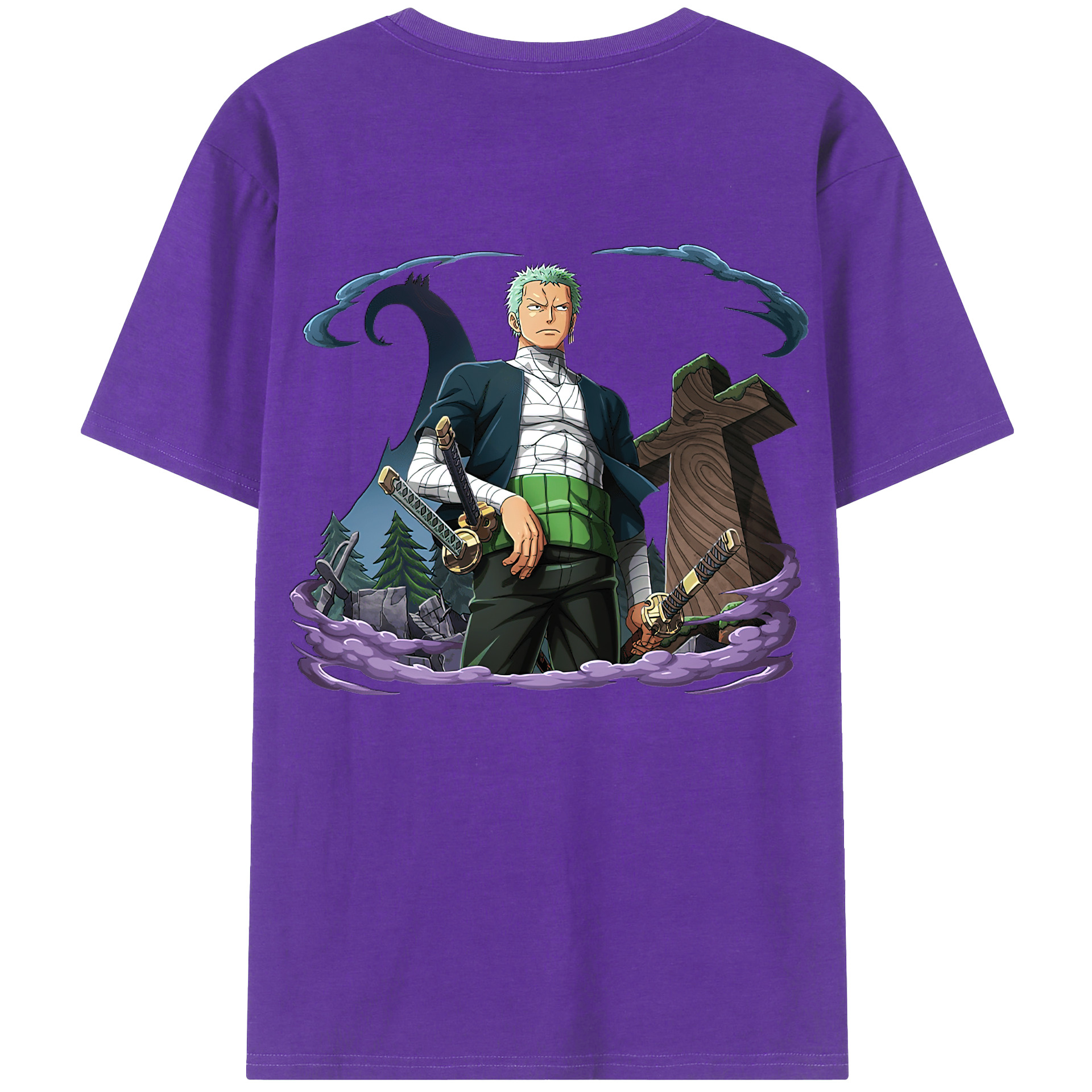 ワンピース ロロノア・ゾロ ONE PIECE Roronoa Zoro 綿100％半袖Tシャツ（背面プリント）