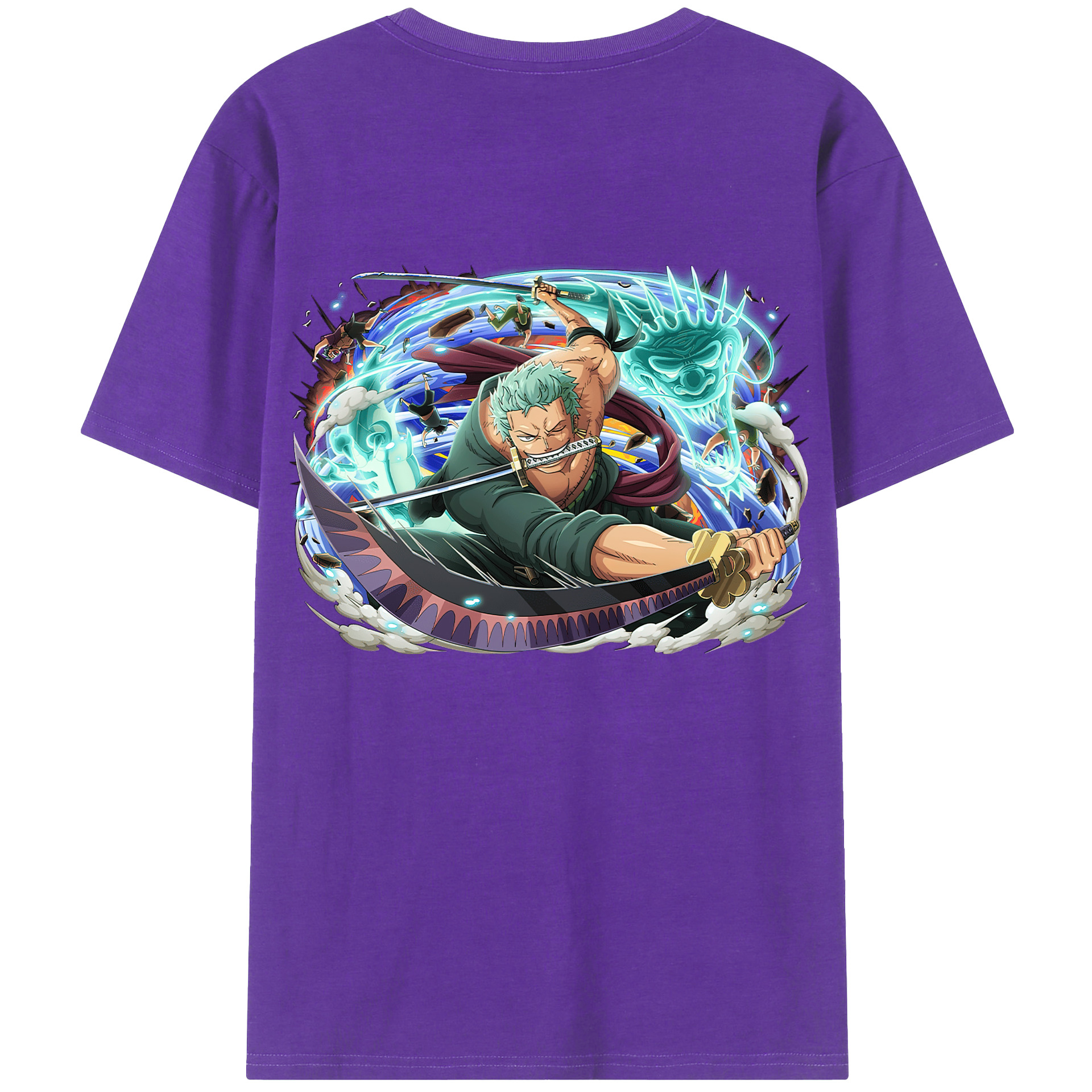 ワンピース ロロノア・ゾロ ONE PIECE Roronoa Zoro 綿100％半袖Tシャツ（背面プリント）