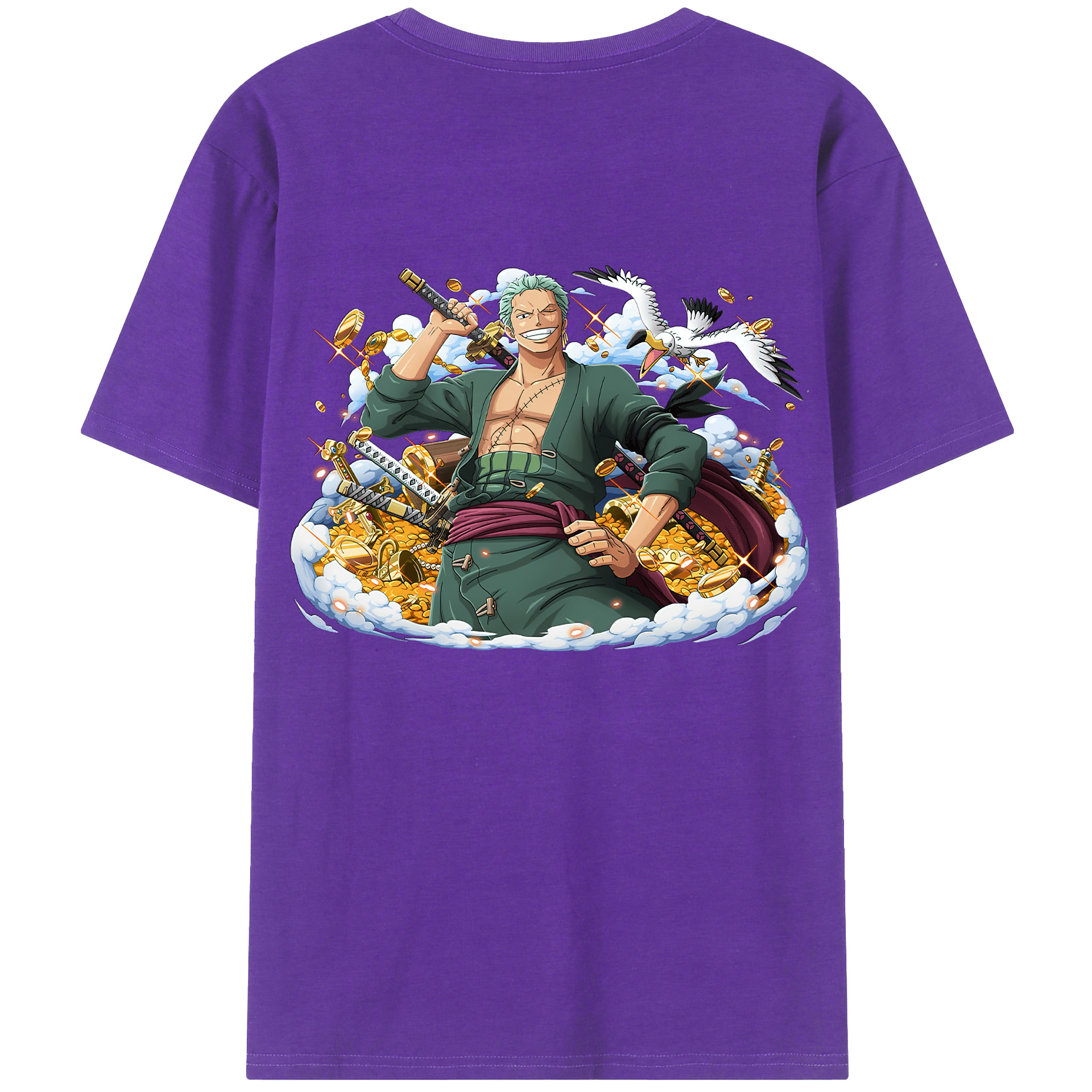 ワンピース ロロノア・ゾロ ONE PIECE Roronoa Zoro 綿100％半袖Tシャツ（背面プリント）