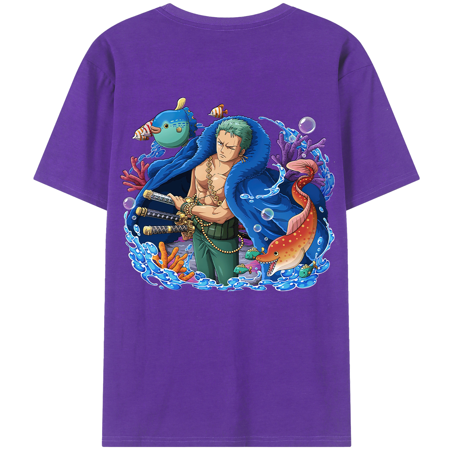 （画像用） ワンピース ロロノア・ゾロ ONE PIECE Roronoa Zoro 綿100％半袖Tシャツ（背面プリント）