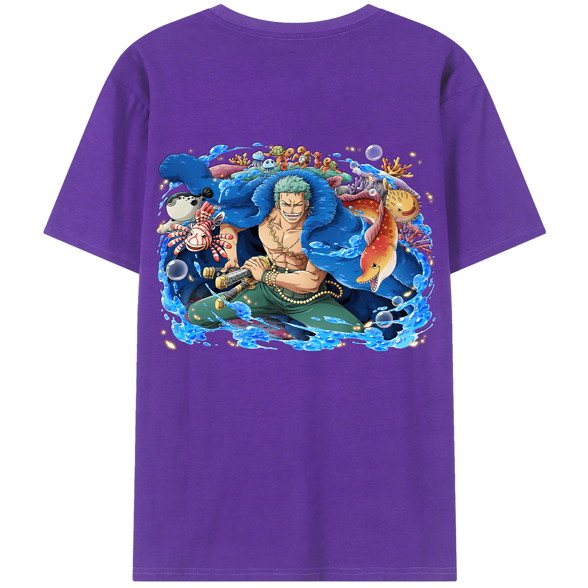ワンピース ロロノア・ゾロ ONE PIECE Roronoa Zoro 綿100％半袖Tシャツ（背面プリント）