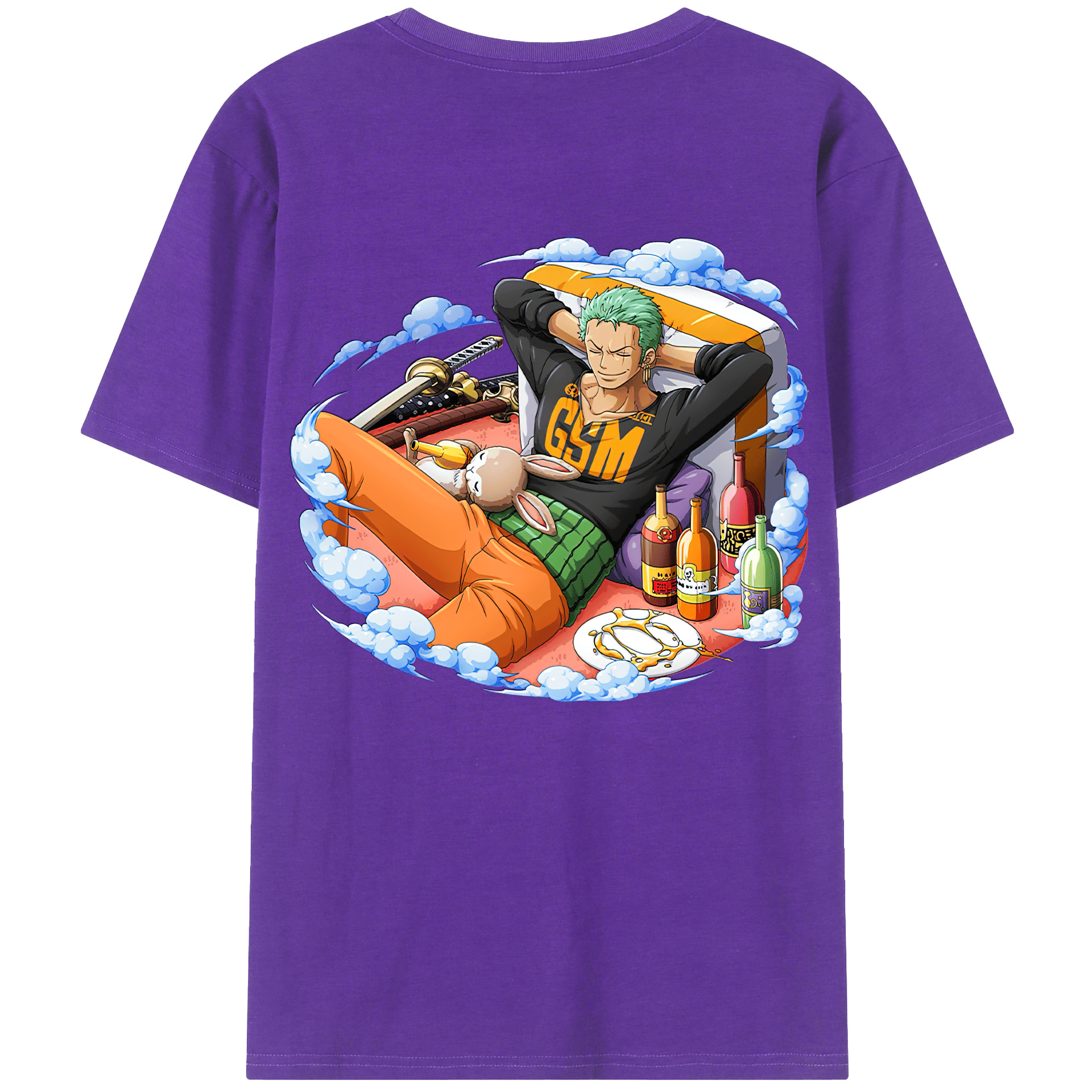 ワンピース ロロノア・ゾロ ONE PIECE Roronoa Zoro 綿100％半袖Tシャツ（背面プリント）