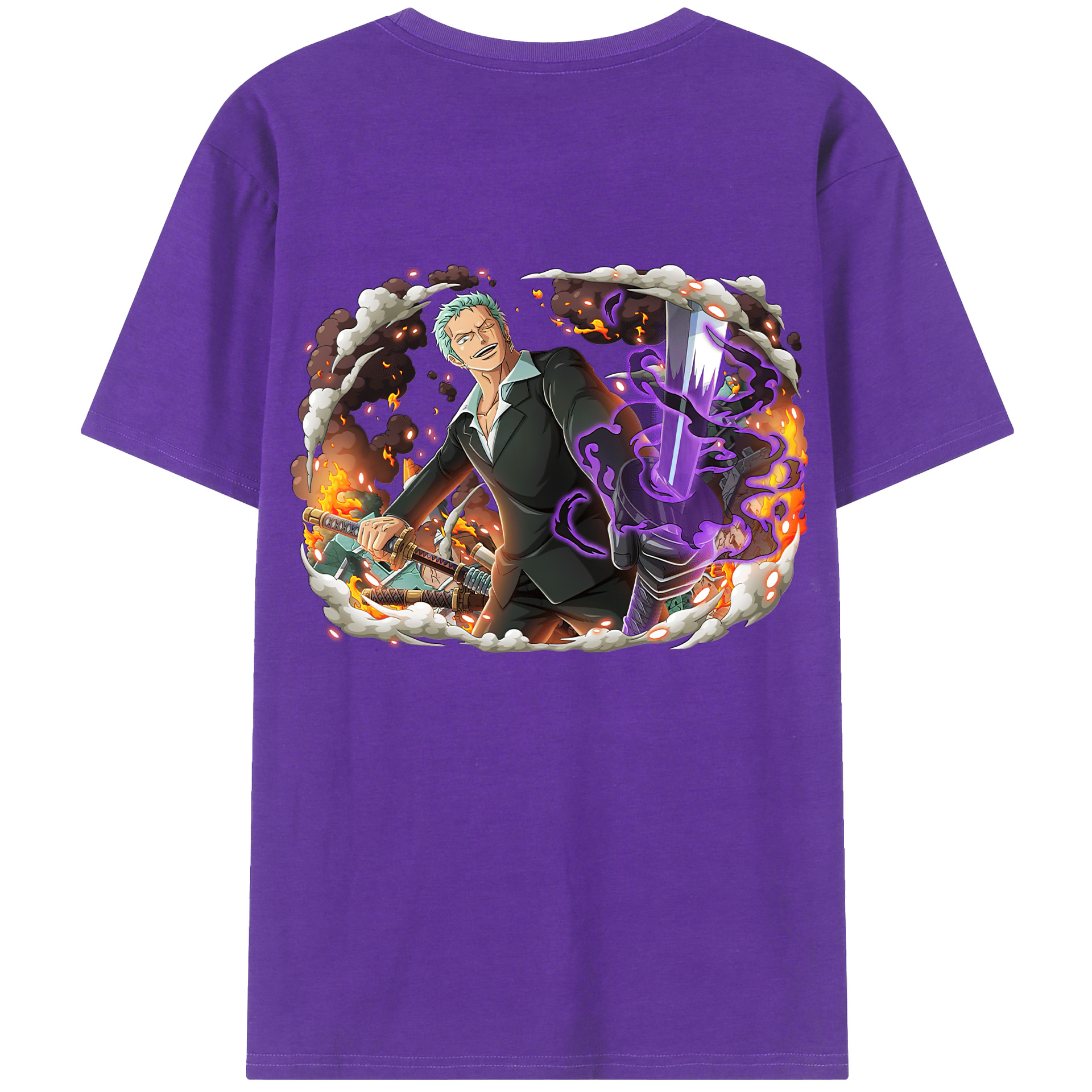 ワンピース ロロノア・ゾロ ONE PIECE Roronoa Zoro 綿100％半袖Tシャツ（背面プリント）