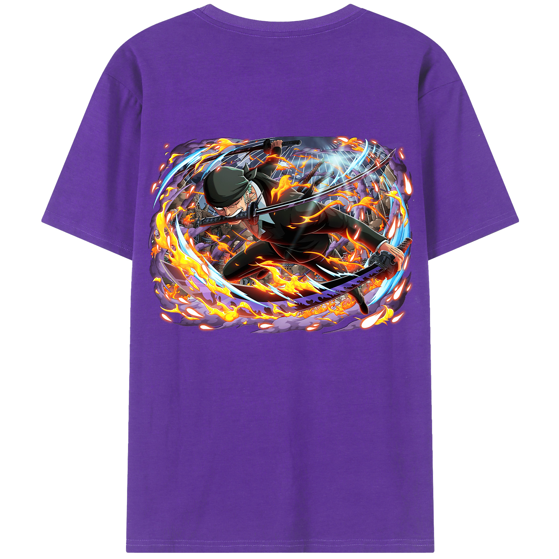 ワンピース ロロノア・ゾロ ONE PIECE Roronoa Zoro 綿100％半袖Tシャツ（背面プリント）