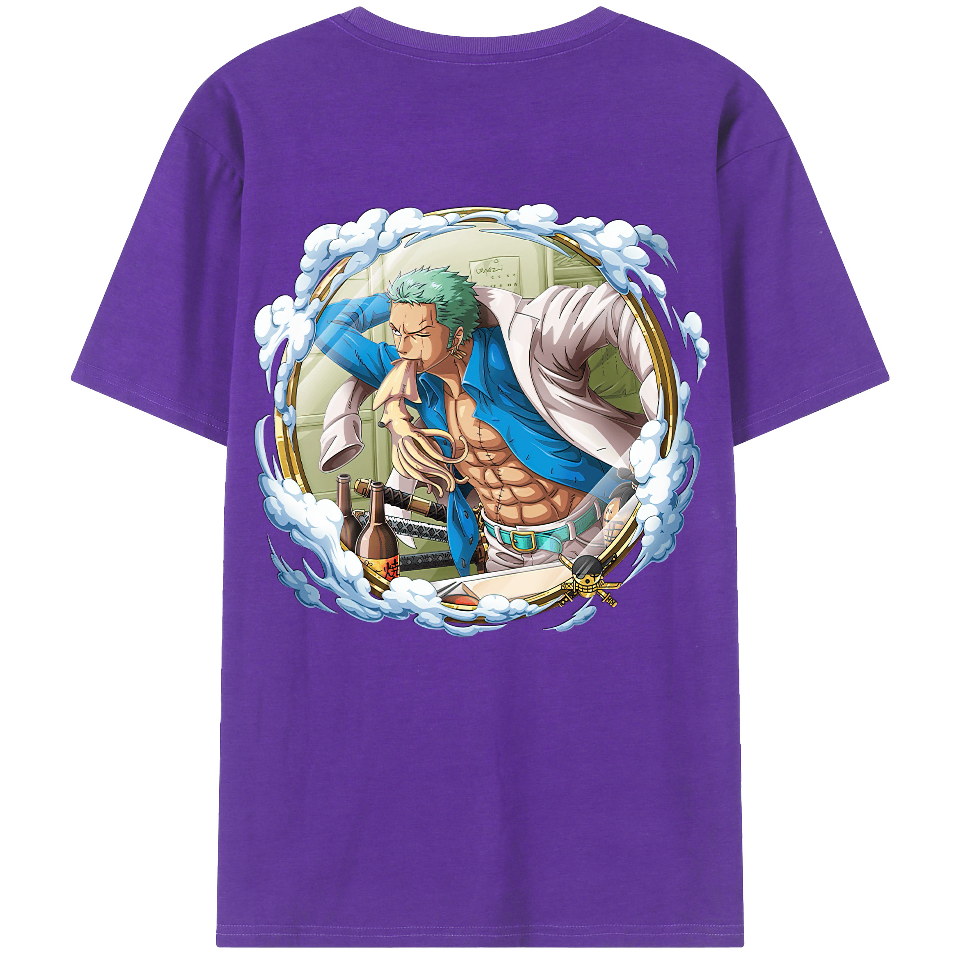ワンピース ロロノア・ゾロ ONE PIECE Roronoa Zoro 綿100％半袖Tシャツ（背面プリント）