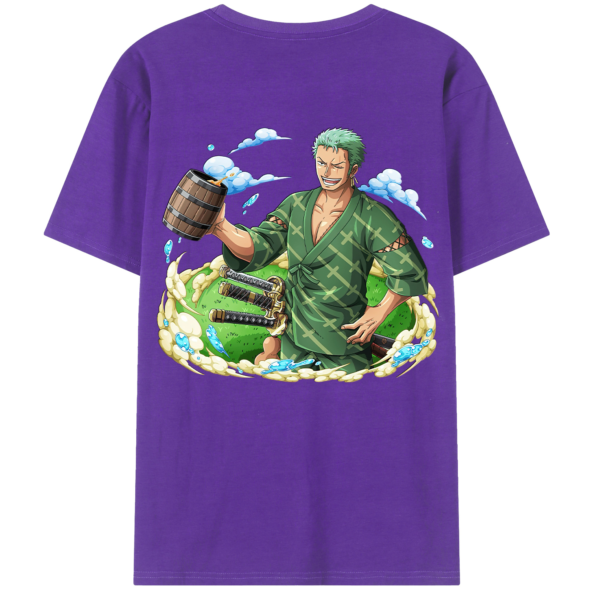 ワンピース ロロノア・ゾロ ONE PIECE Roronoa Zoro 綿100％半袖Tシャツ（背面プリント）