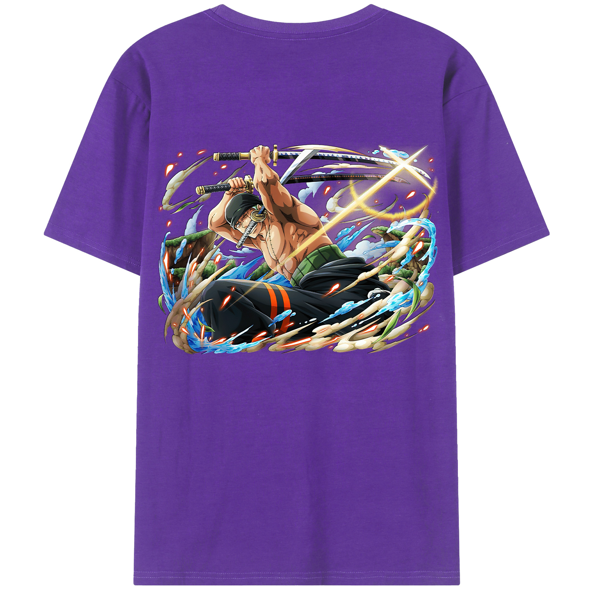 ワンピース ロロノア・ゾロ ONE PIECE Roronoa Zoro 綿100％半袖Tシャツ（背面プリント）