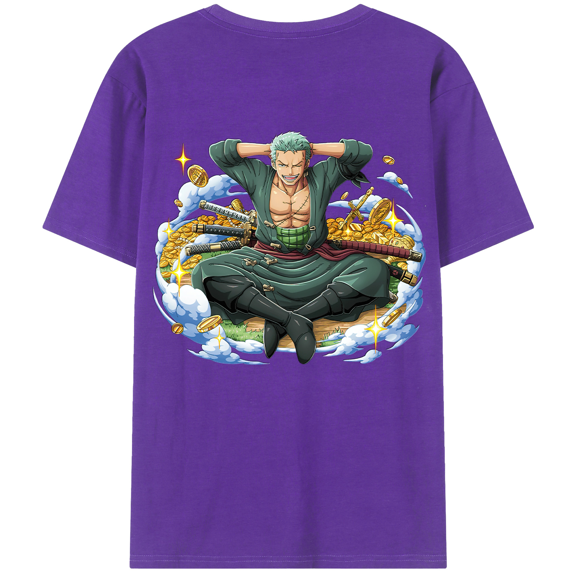 ワンピース ロロノア・ゾロ ONE PIECE Roronoa Zoro 綿100％半袖Tシャツ（背面プリント）