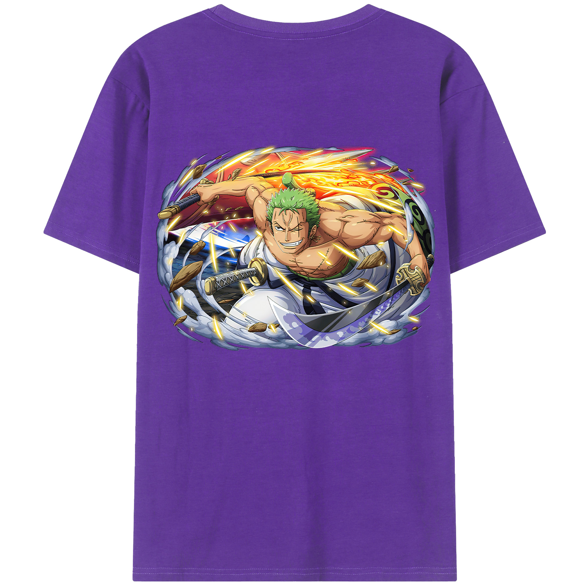 ワンピース ロロノア・ゾロ ONE PIECE Roronoa Zoro 綿100％半袖Tシャツ（背面プリント）