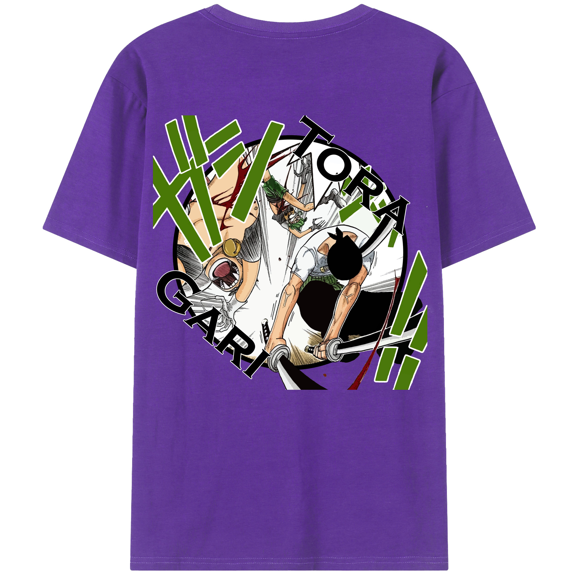 ワンピース ロロノア・ゾロ ONE PIECE Roronoa Zoro 綿100％半袖Tシャツ（背面プリント）