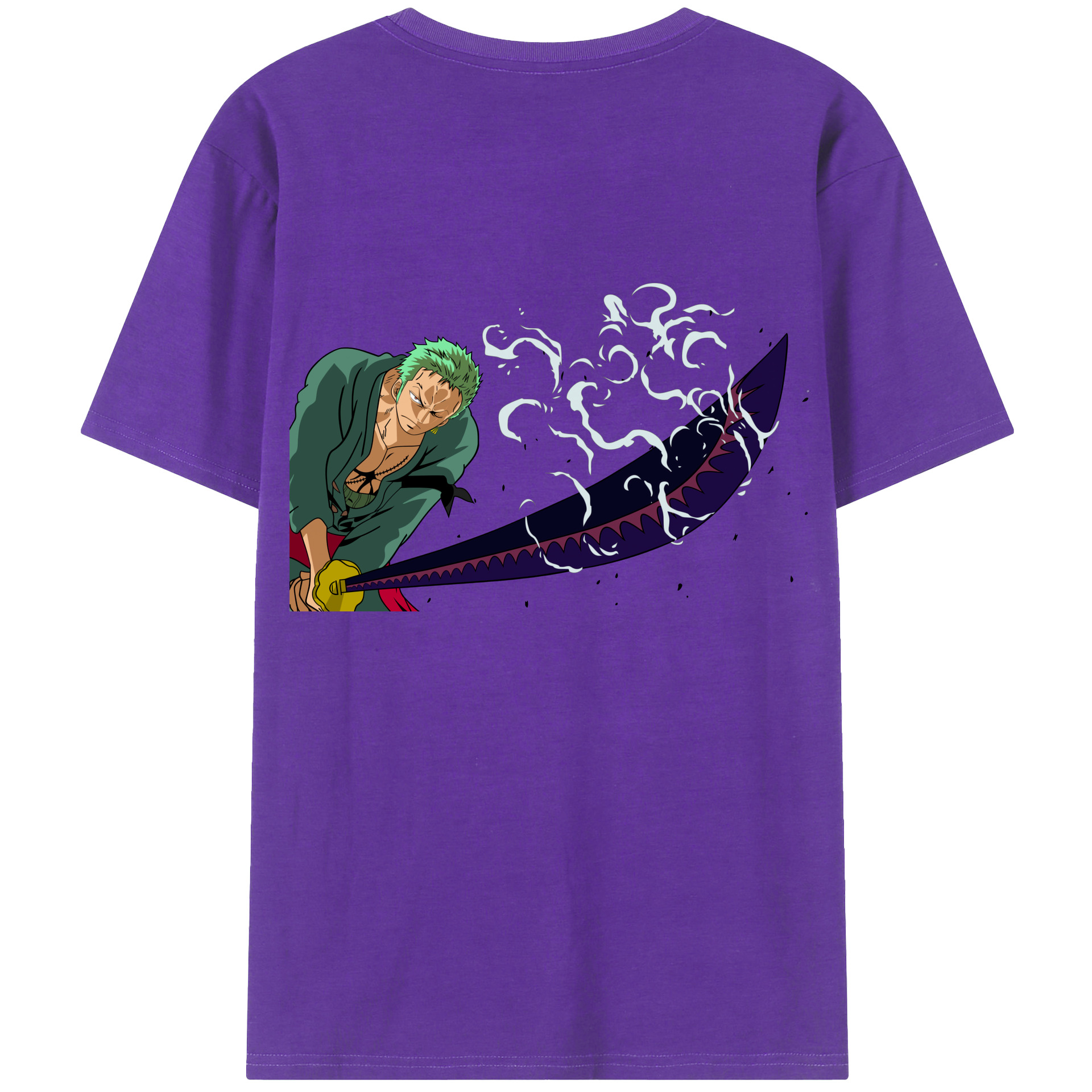 ワンピース ロロノア・ゾロ ONE PIECE Roronoa Zoro 綿100％半袖Tシャツ（背面プリント）