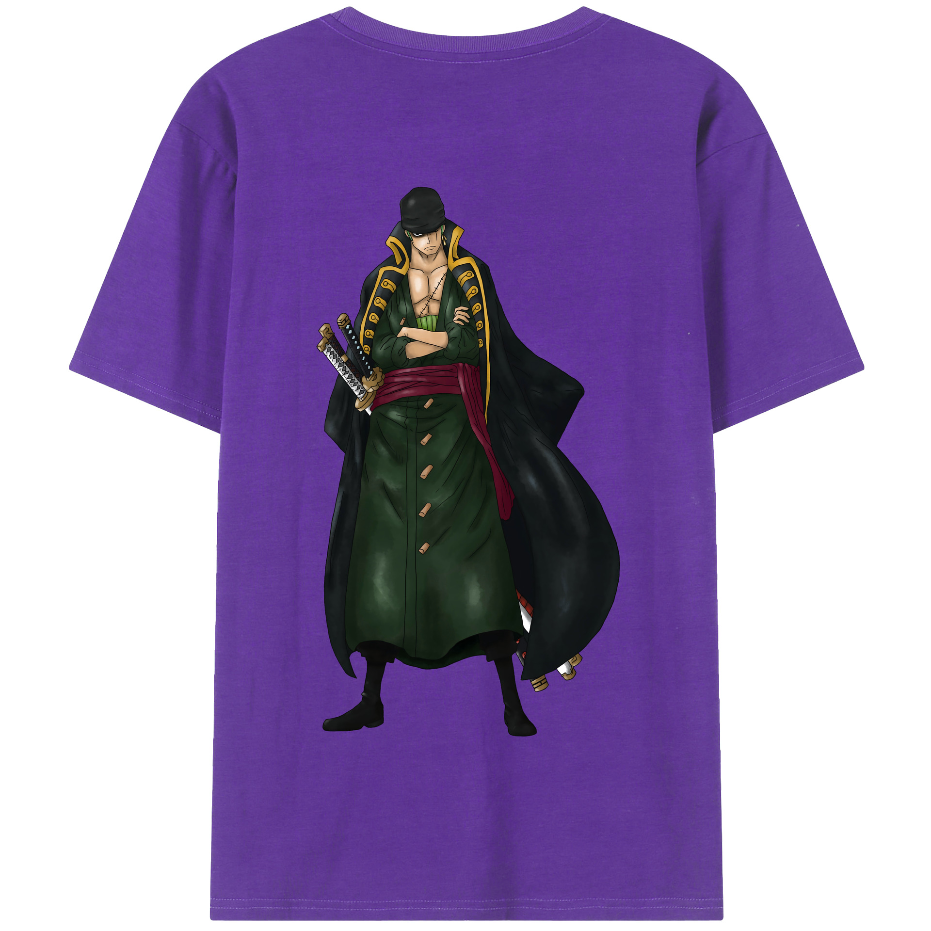 ワンピース ロロノア・ゾロ ONE PIECE Roronoa Zoro 綿100％半袖Tシャツ（背面プリント）