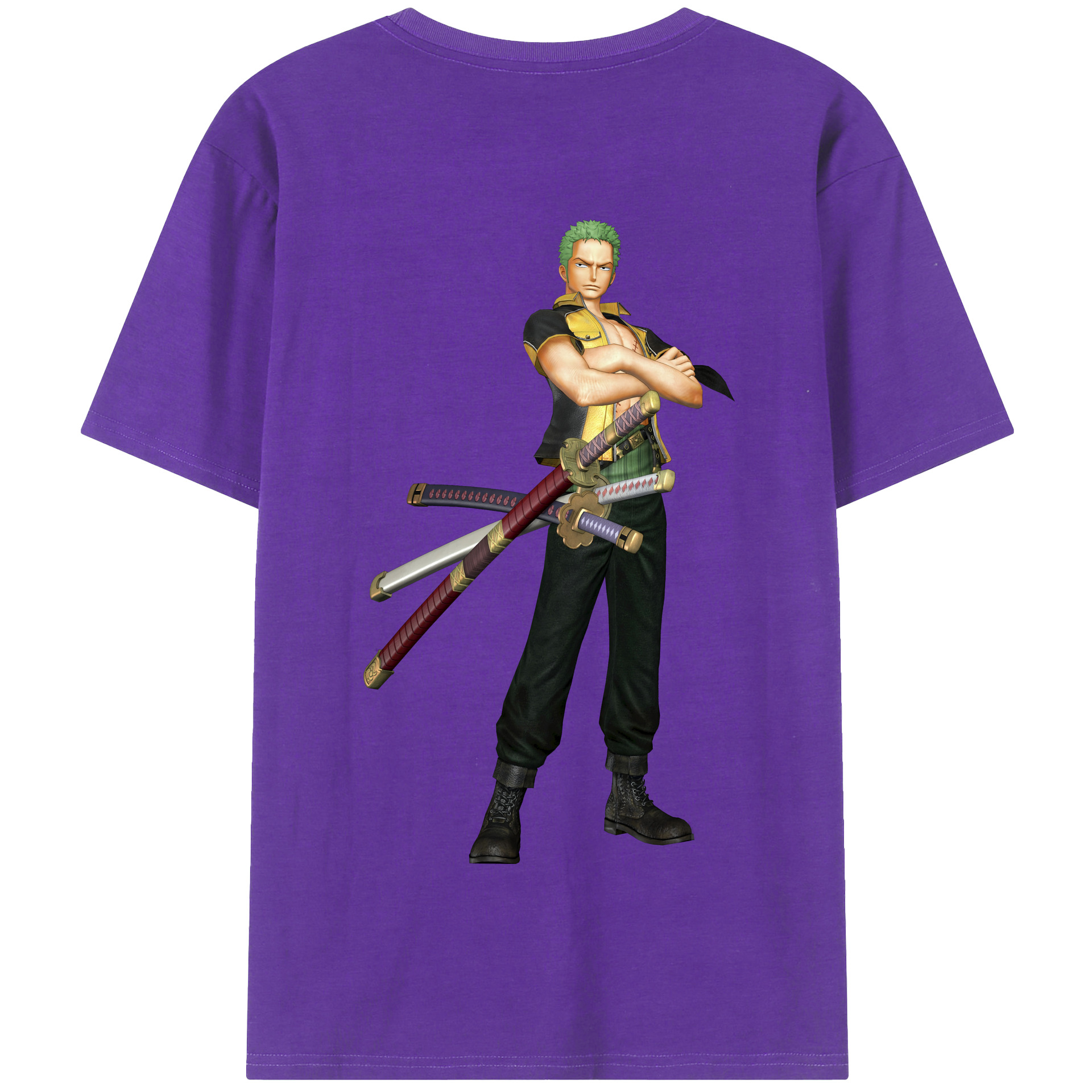 ワンピース ロロノア・ゾロ ONE PIECE Roronoa Zoro 綿100％半袖Tシャツ（背面プリント）