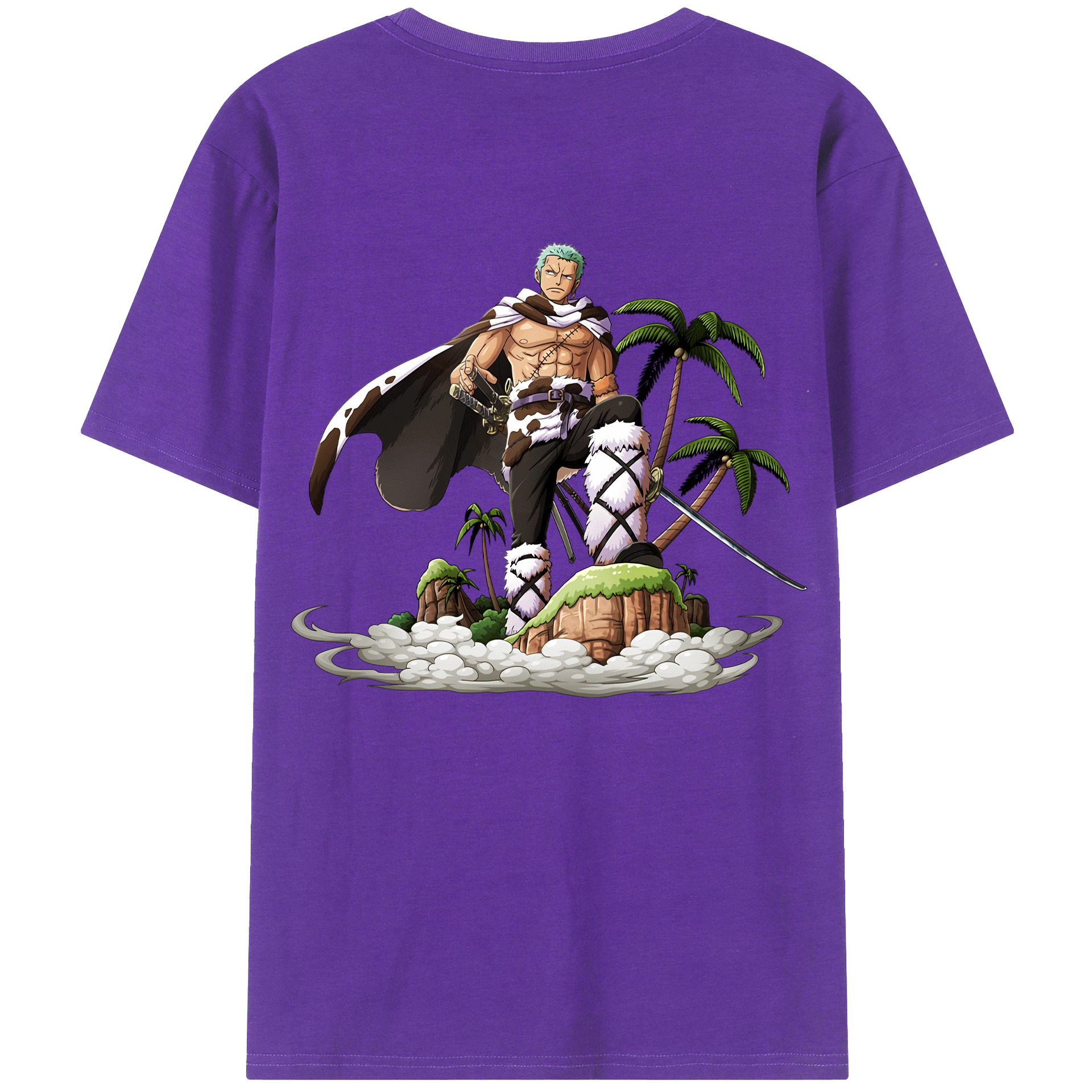 ワンピース ロロノア・ゾロ ONE PIECE Roronoa Zoro 綿100％半袖Tシャツ（背面プリント）