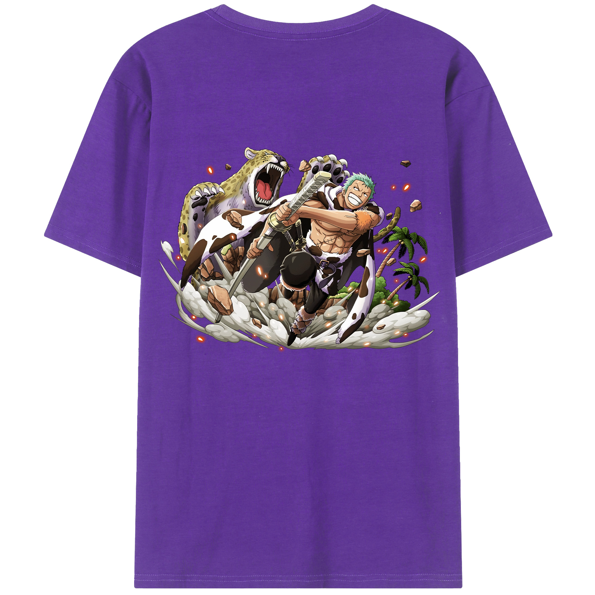 ワンピース ロロノア・ゾロ ONE PIECE Roronoa Zoro 綿100％半袖Tシャツ（背面プリント）