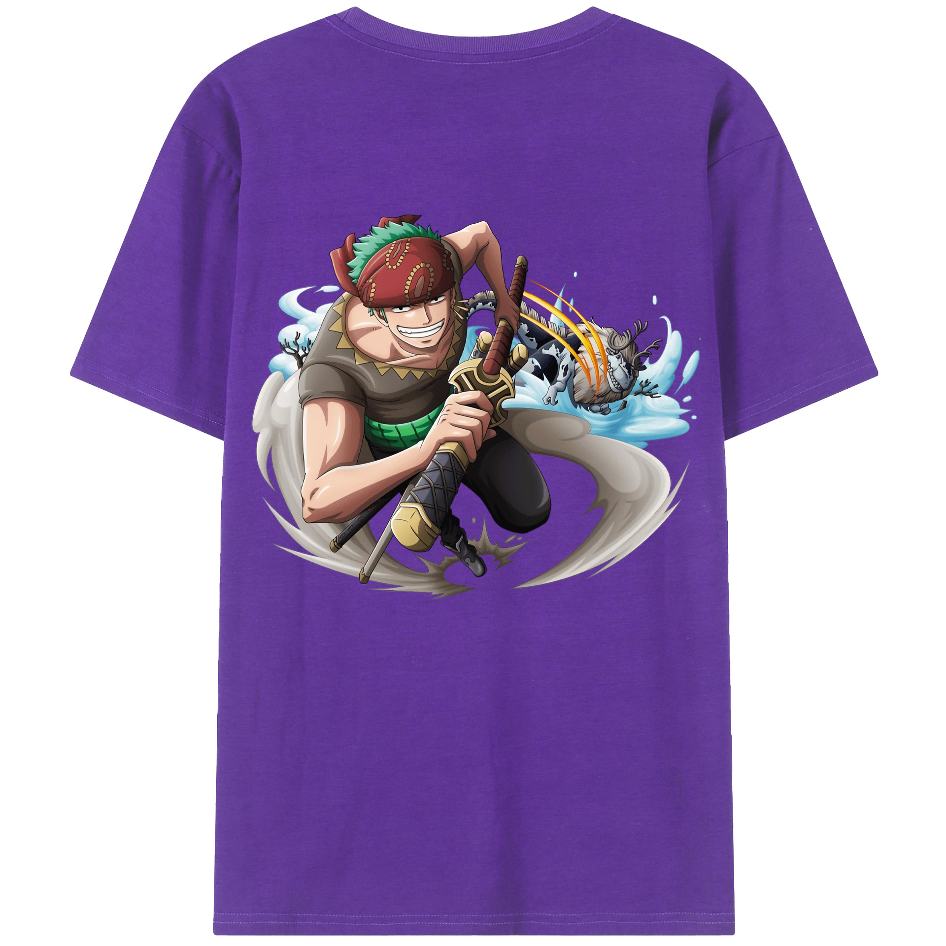 ワンピース ロロノア・ゾロ ONE PIECE Roronoa Zoro 綿100％半袖Tシャツ（背面プリント）