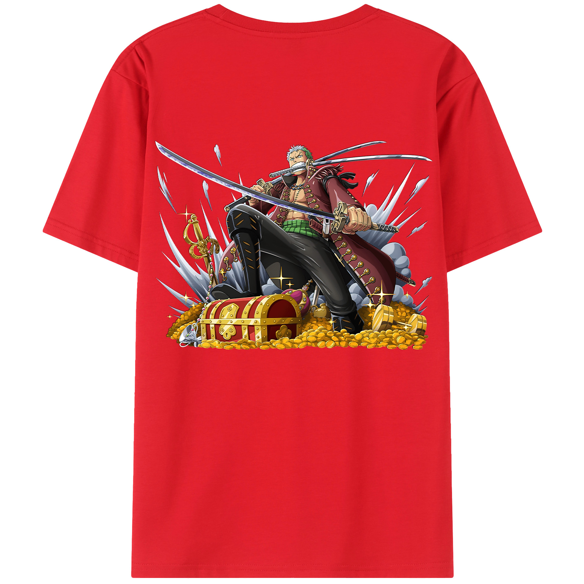 ワンピース ロロノア・ゾロ ONE PIECE Roronoa Zoro 綿100％半袖Tシャツ（背面プリント）