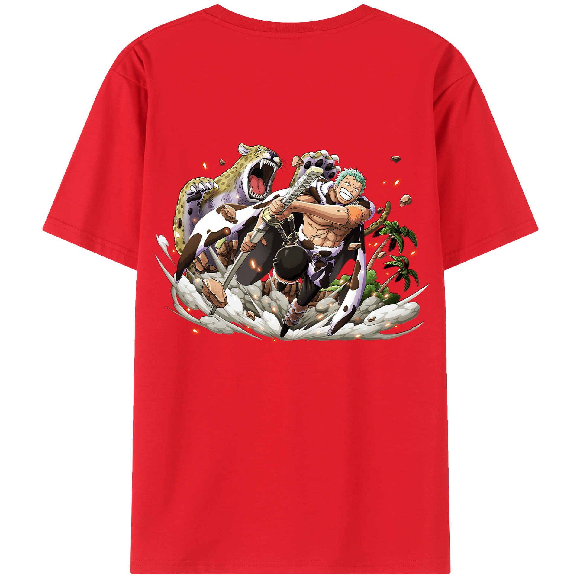 ワンピース ロロノア・ゾロ ONE PIECE Roronoa Zoro 綿100％半袖Tシャツ（背面プリント）
